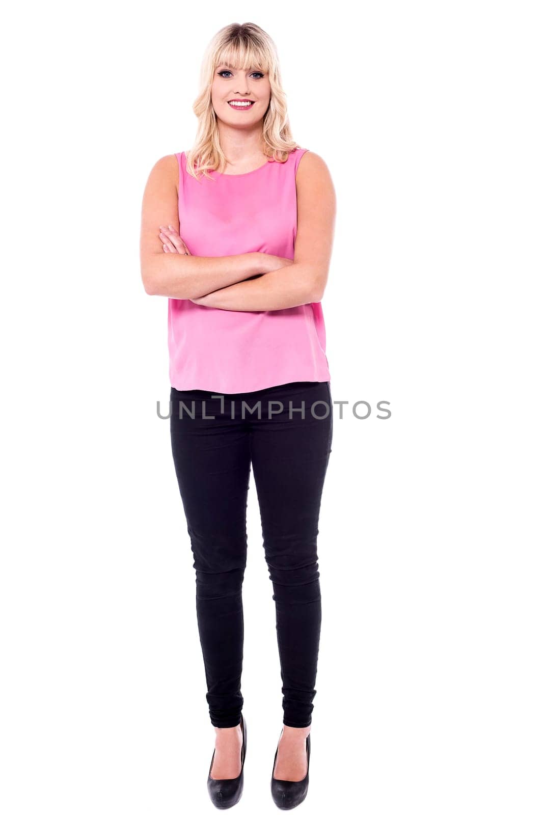 Charming beautiful lady with folded arms