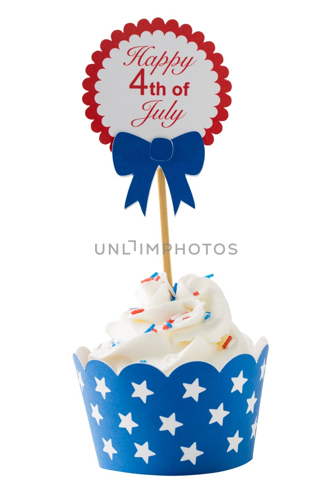 Cupcake to celebrate July th isolated on white