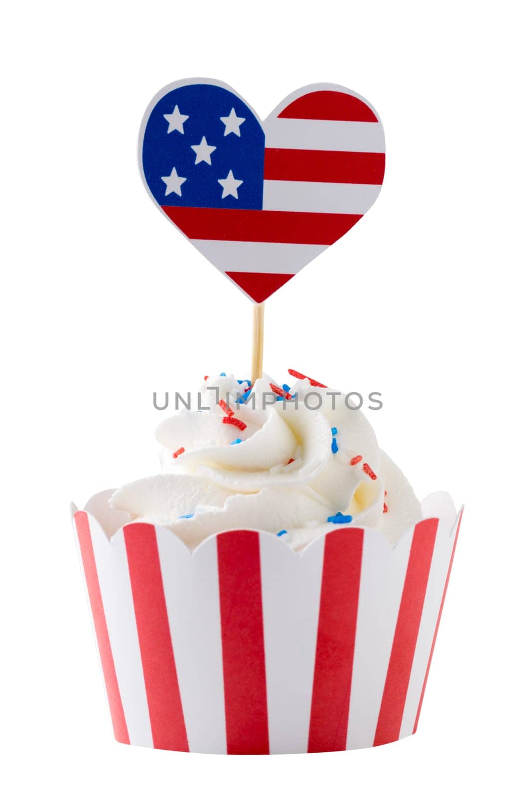 Cupcake to celebrate July th isolated on white