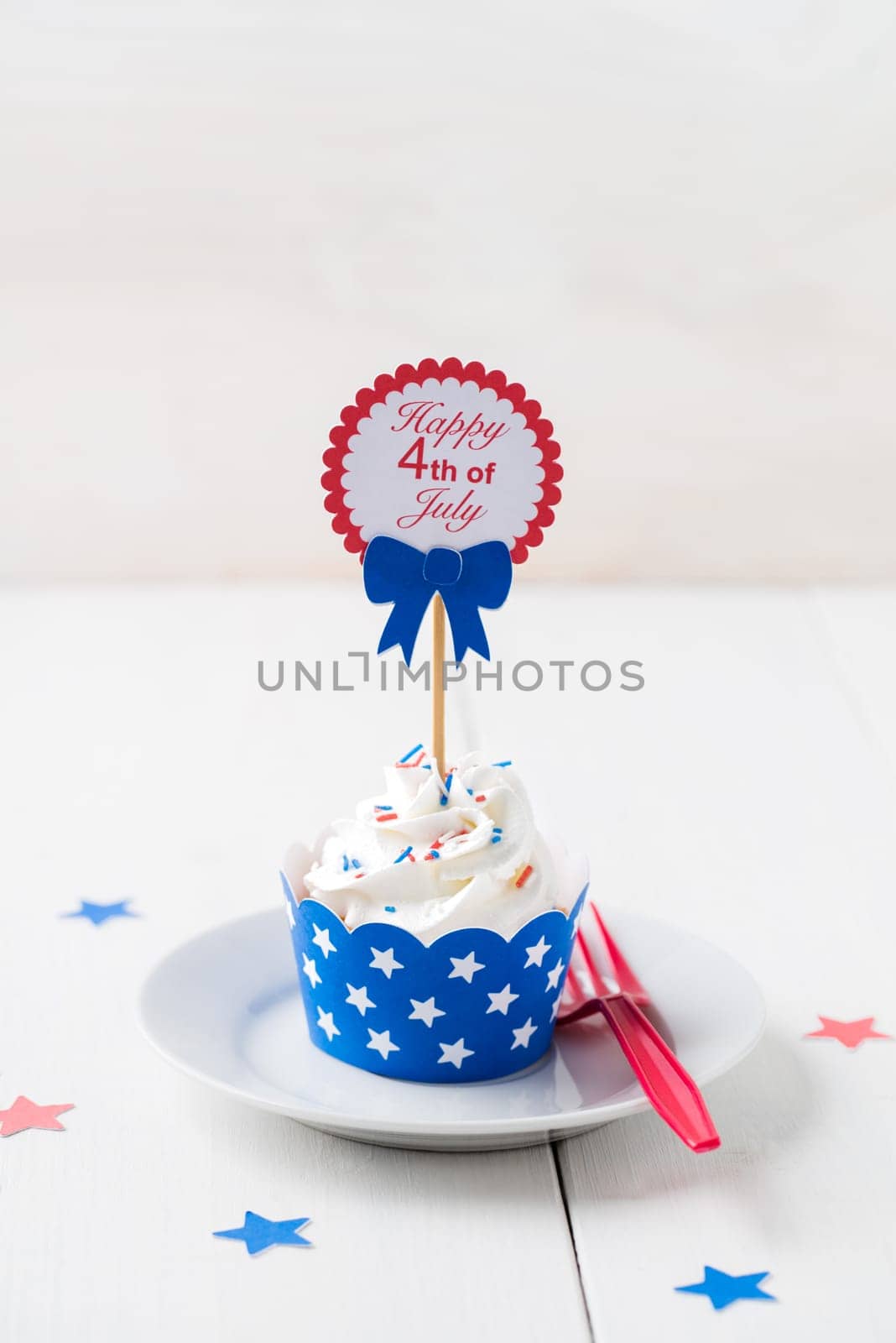Cupcake on a plate to celebrate July th