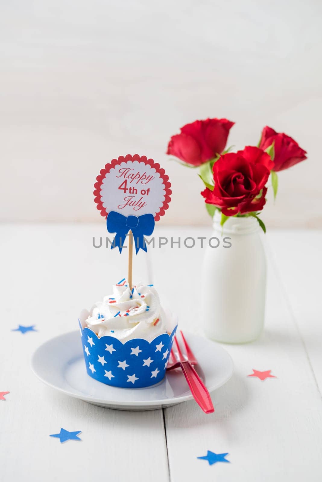 Cupcake on a plate to celebrate July th