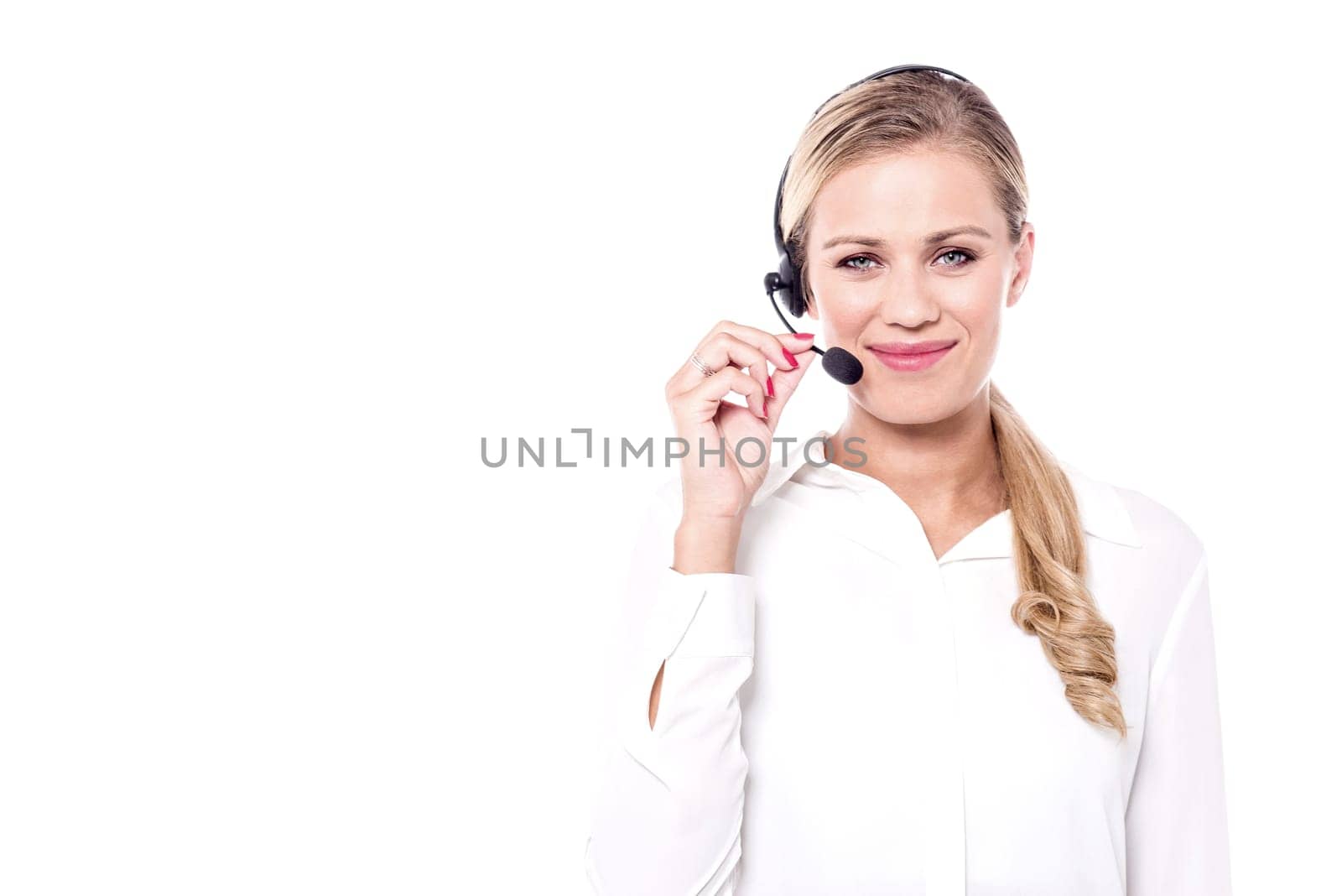 Smiling female executive at your service