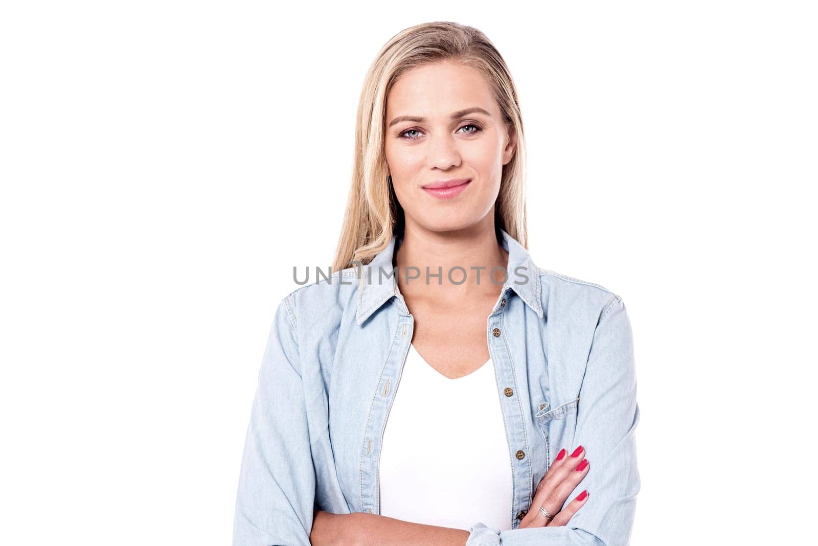 Fascinating young woman isolated over white