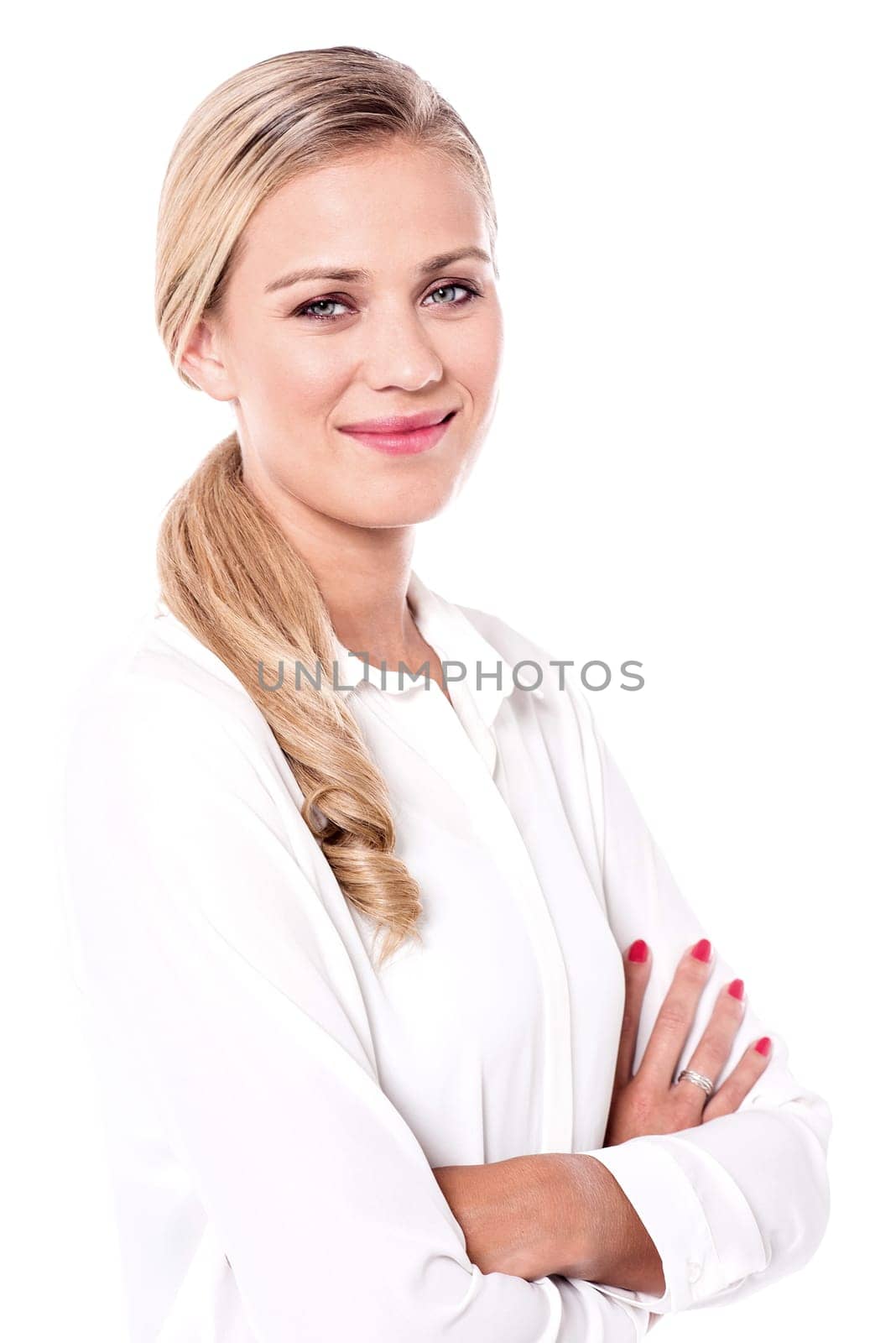 Young  assertive woman with folded arms