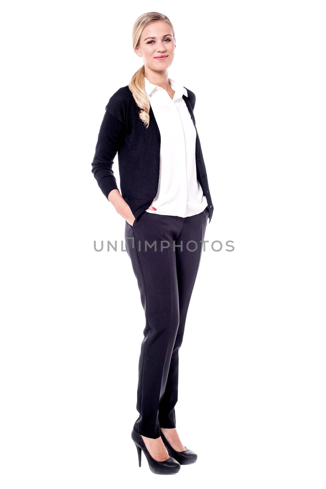 Classy female model in formal attire