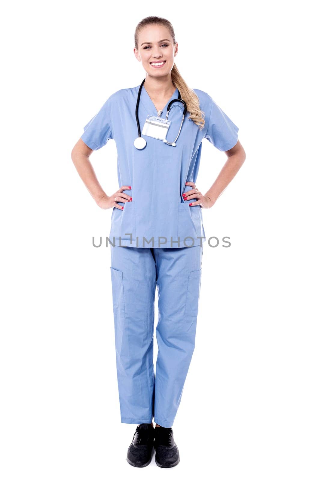 Female doctor with stethoscope around her neck
