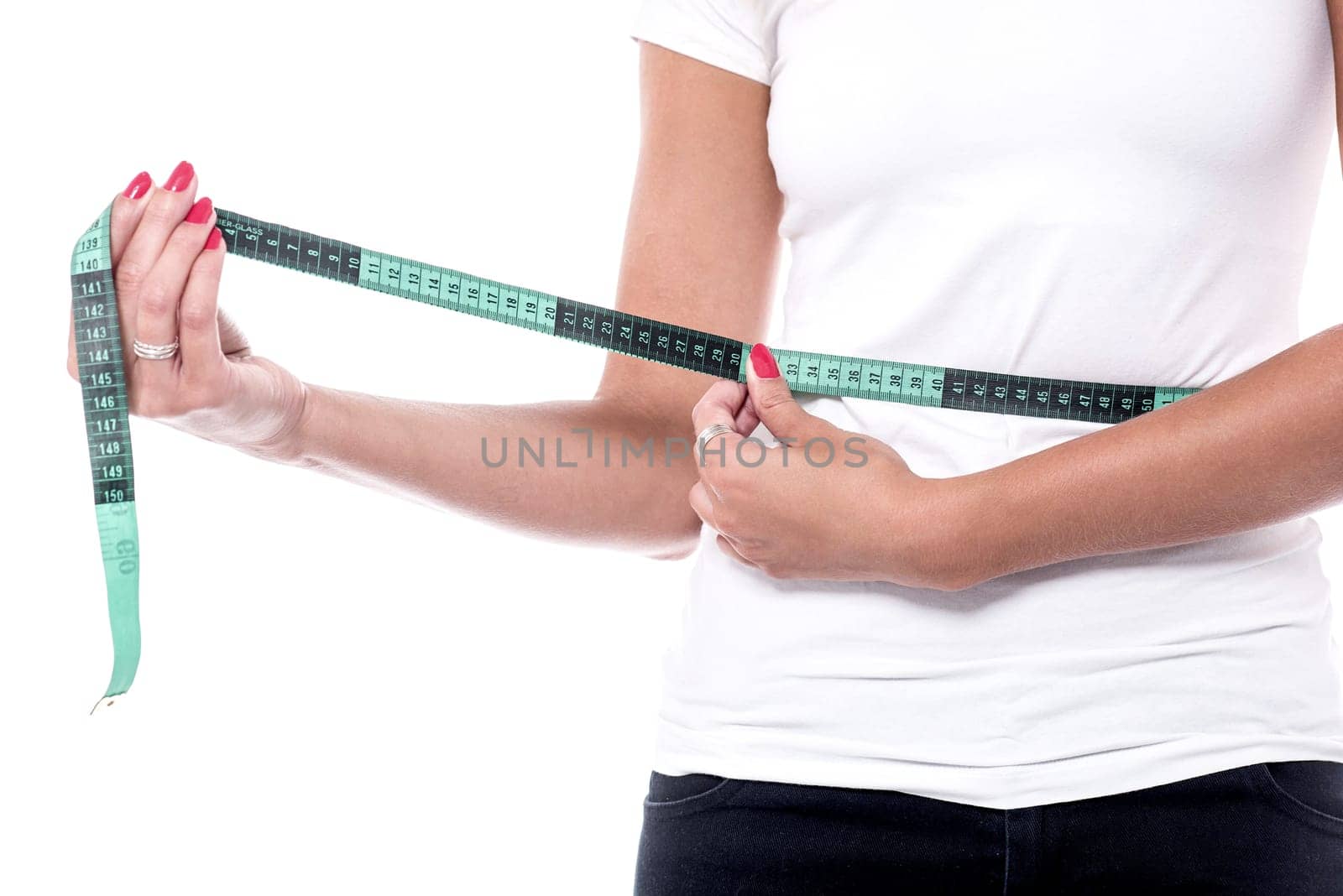 Cropped image of woman with meter stick