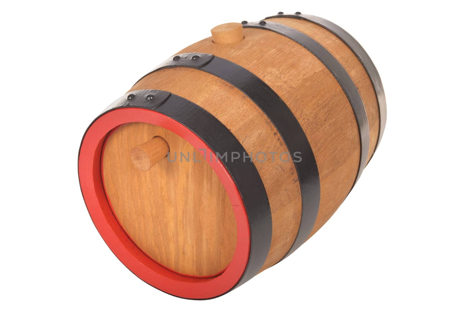 old beer barrel with red rings insulated on white