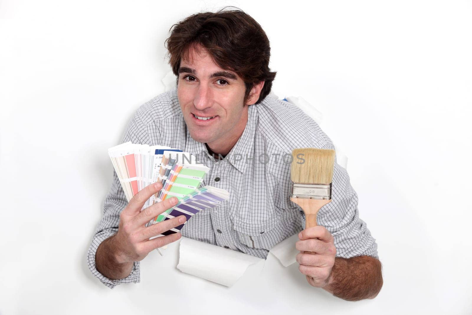 Painter with a colour swatch