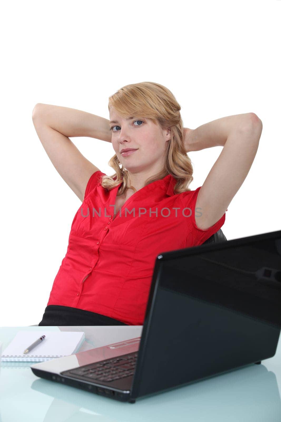 Blond woman taking a break