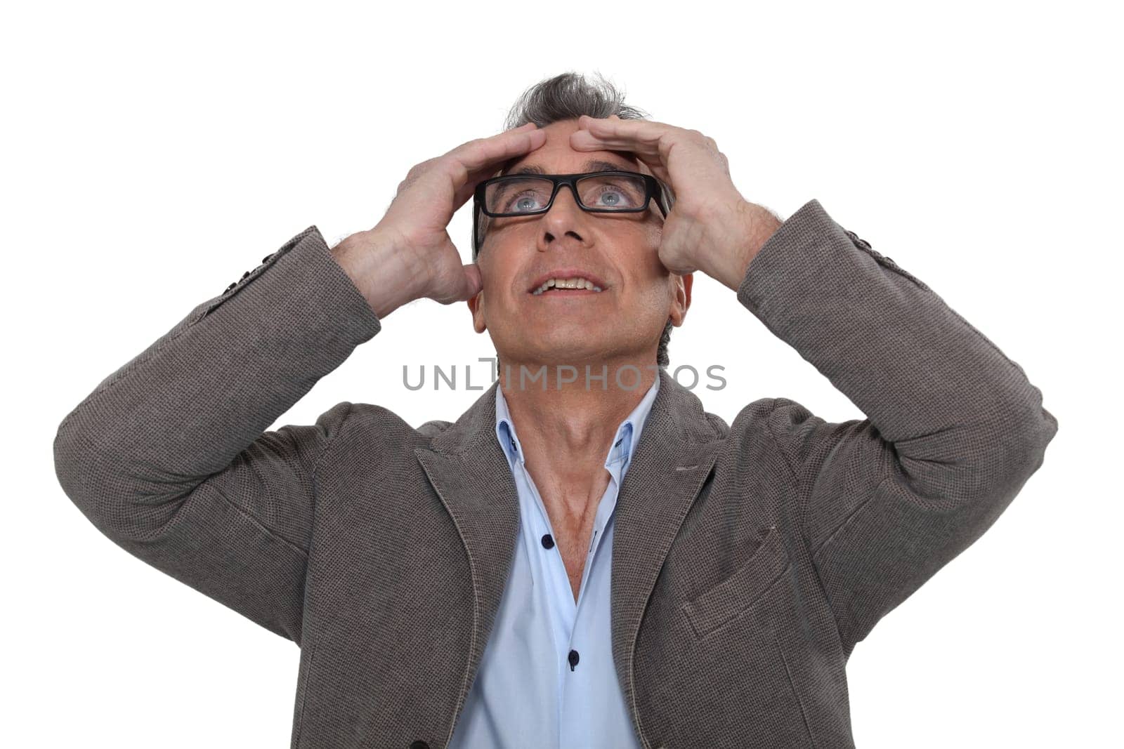 Man looking at an airplane