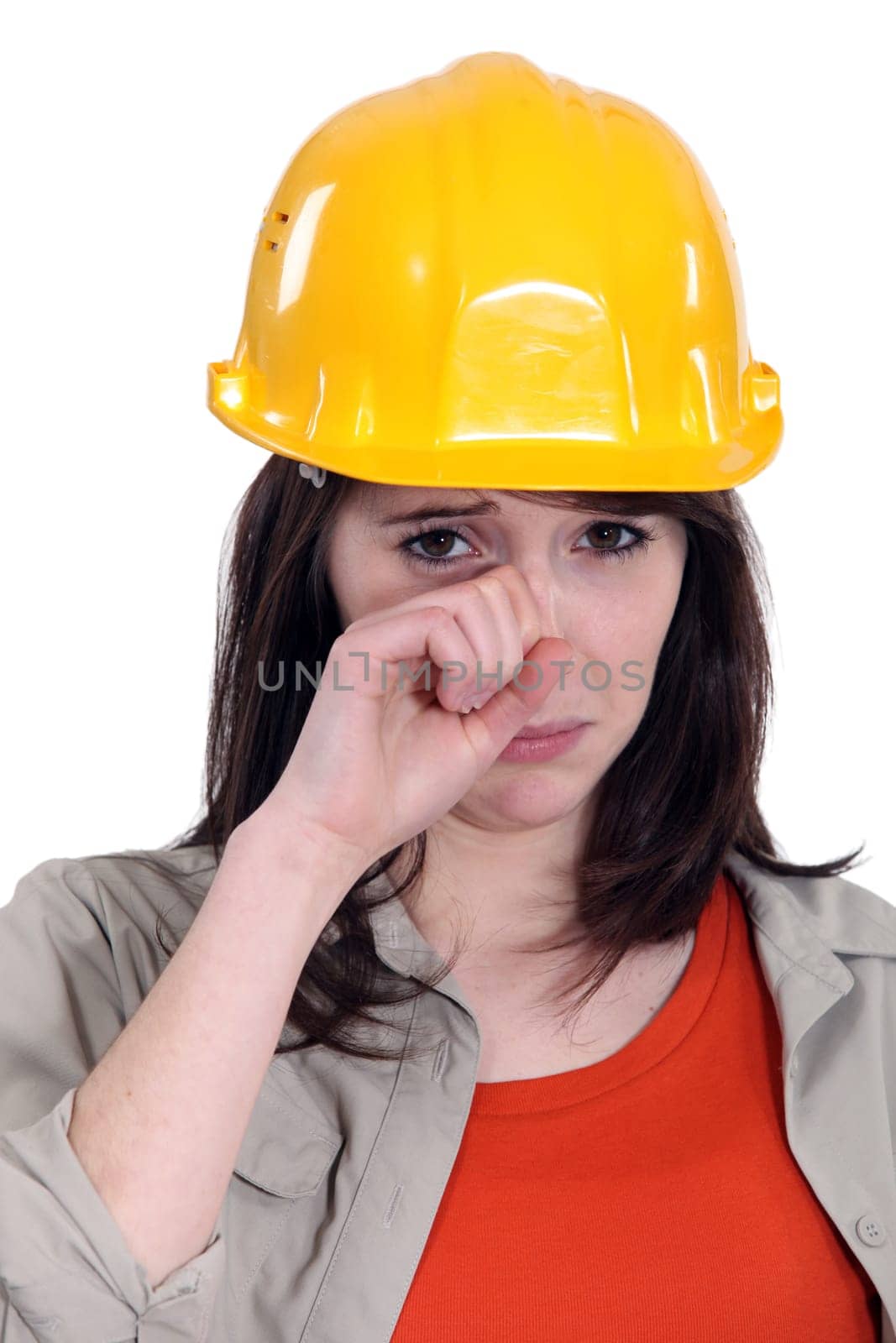 Female laborer crying