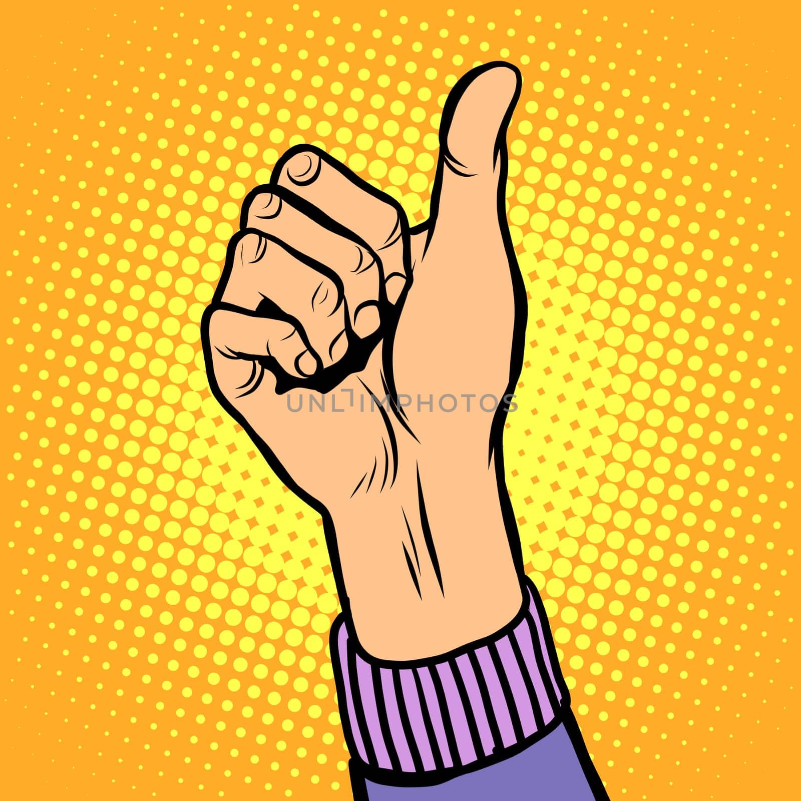 Thumb up gesture like pop art retro style. Hand gesture is all right. Hitchhiking gesture. Like in social networks