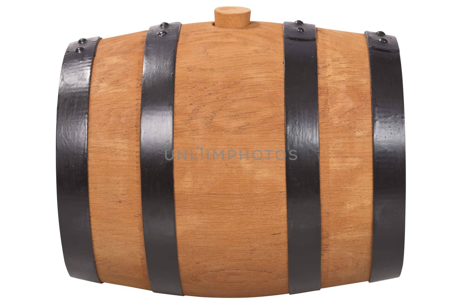 old beer barrel with red rings insulated on white