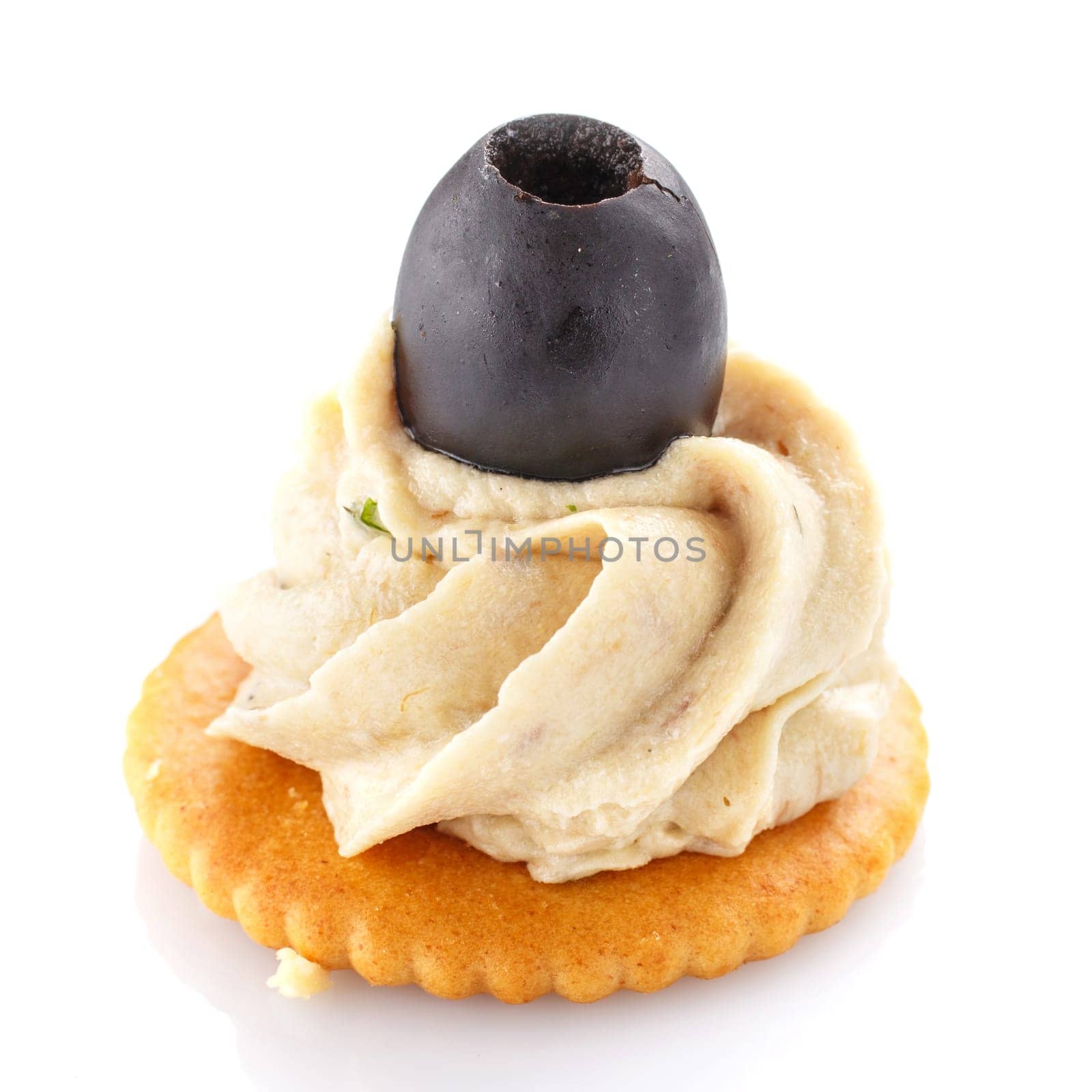 Delicious buffet,  with pate and olives on  white background
