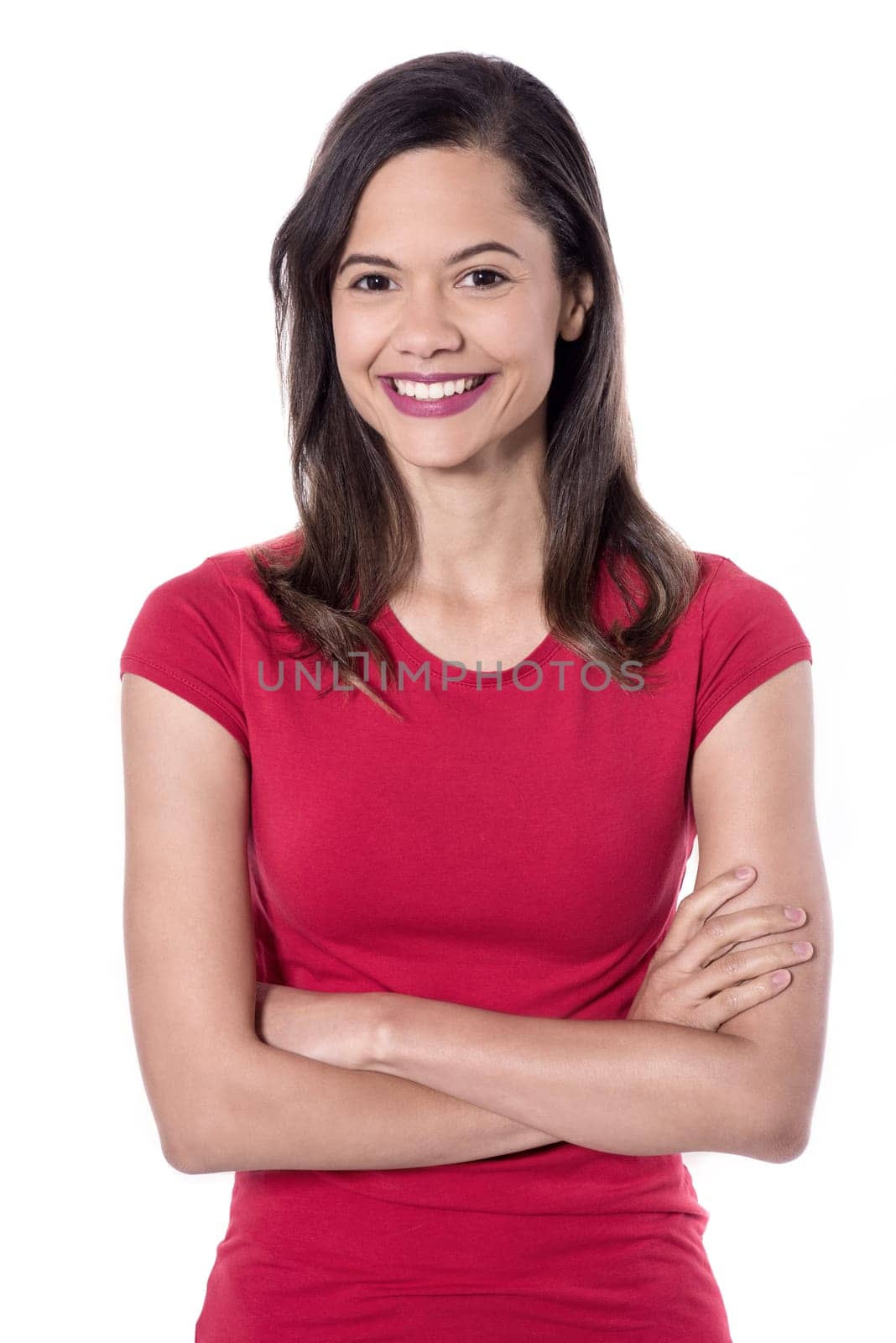 Picture of beauty young woman with crossed arms
