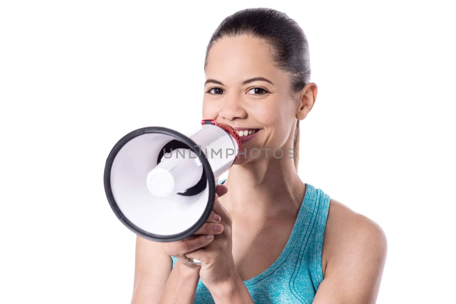 Charming lady making an announcement