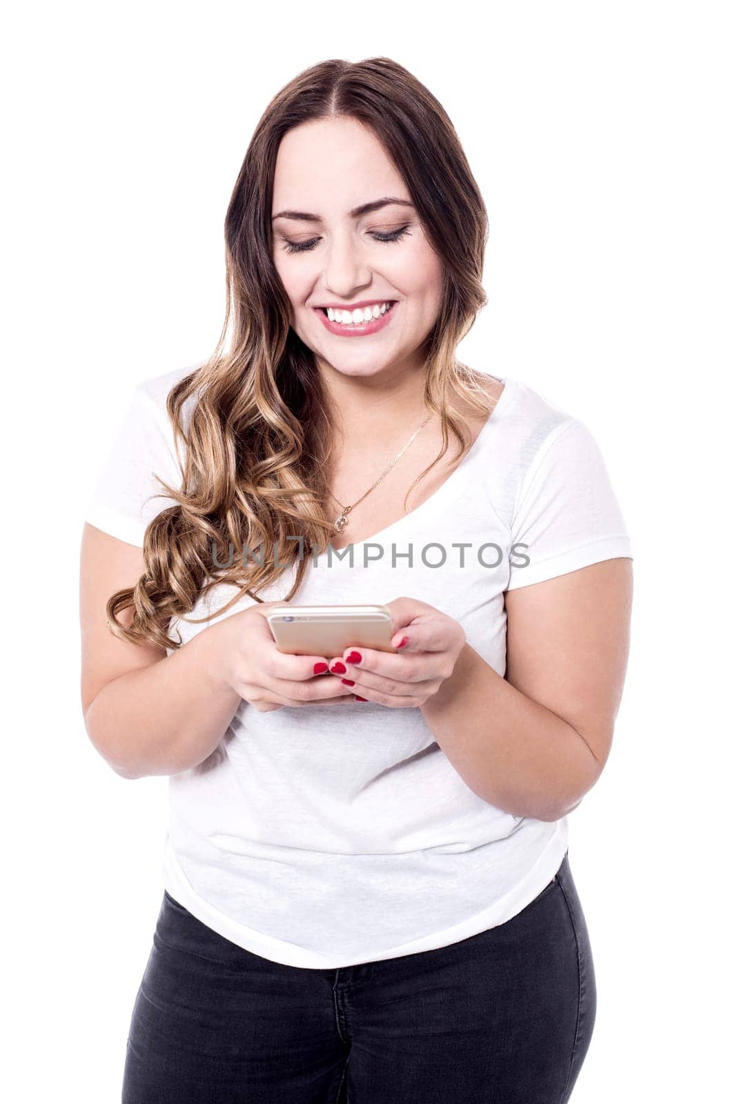 Pretty woman messaging her friend