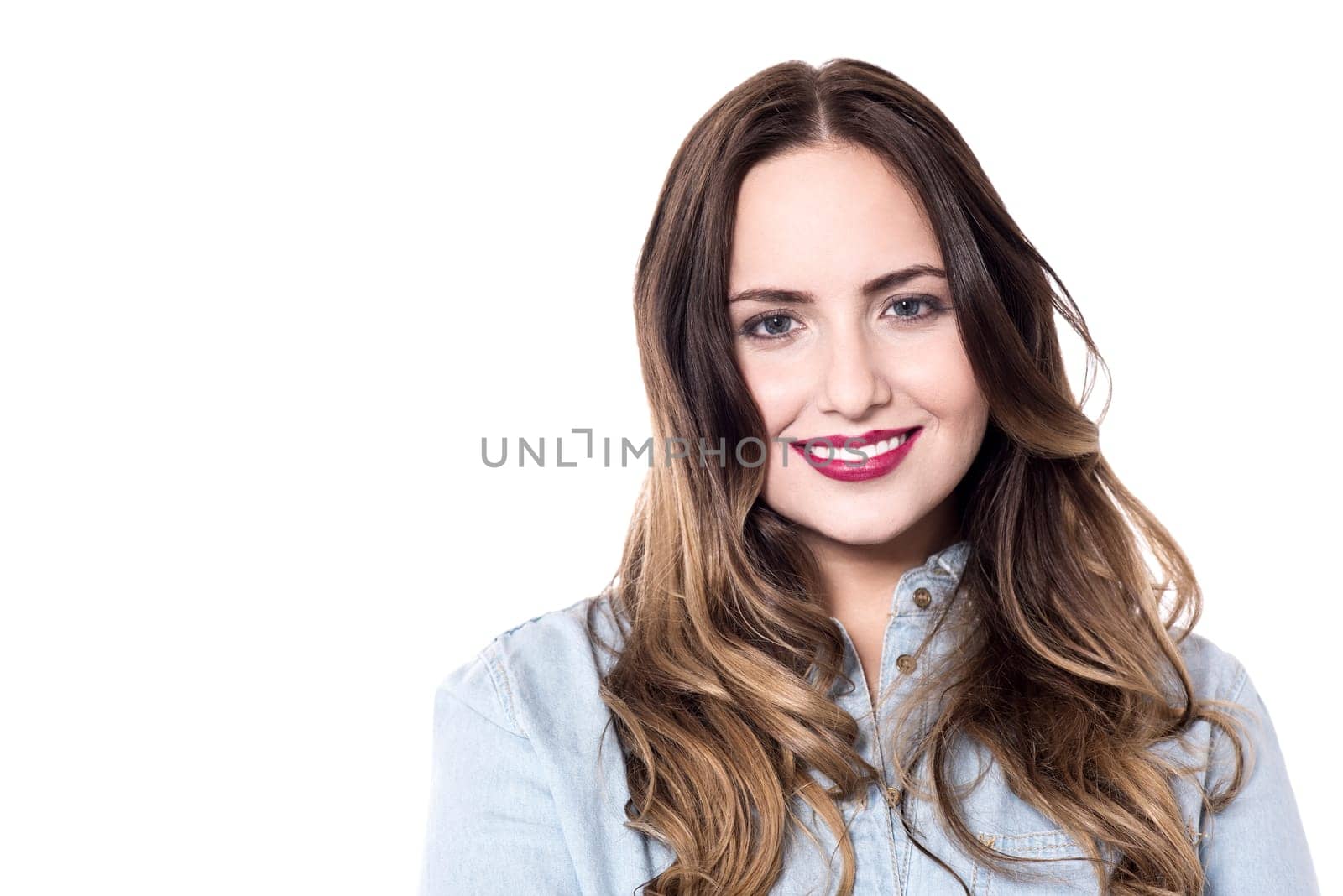Portrait of casual young woman with trendy hair style.
