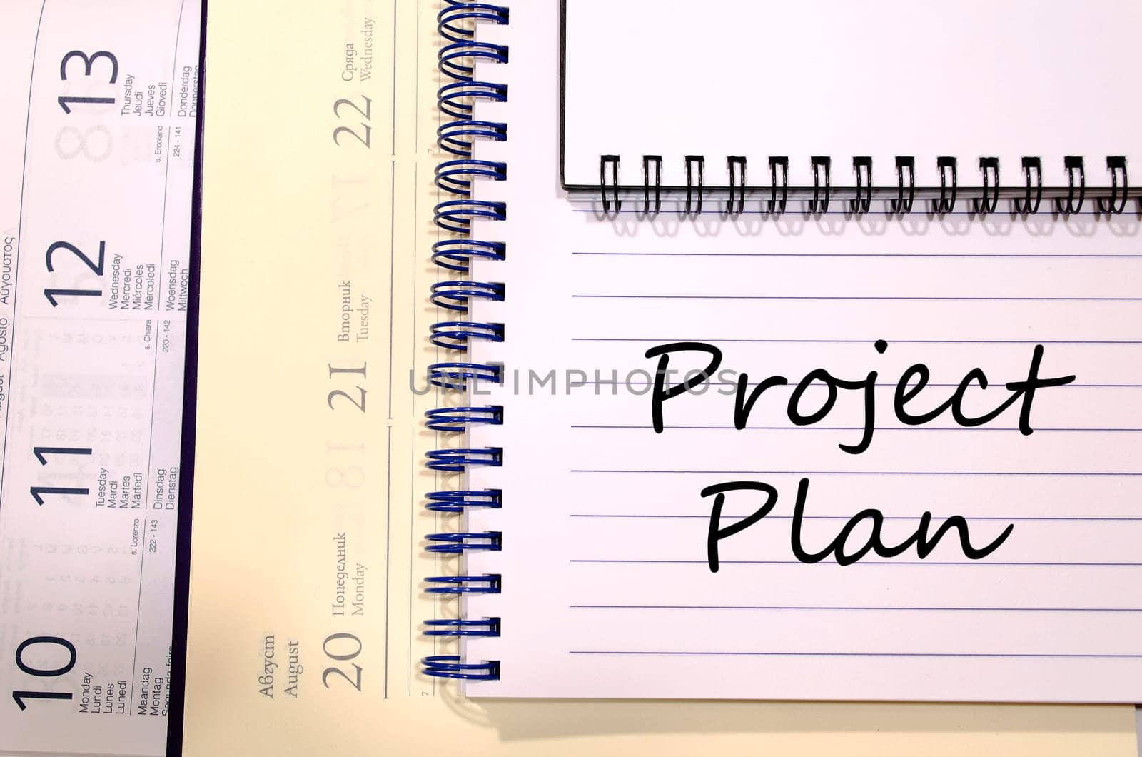 Project plan text concept write on notebook