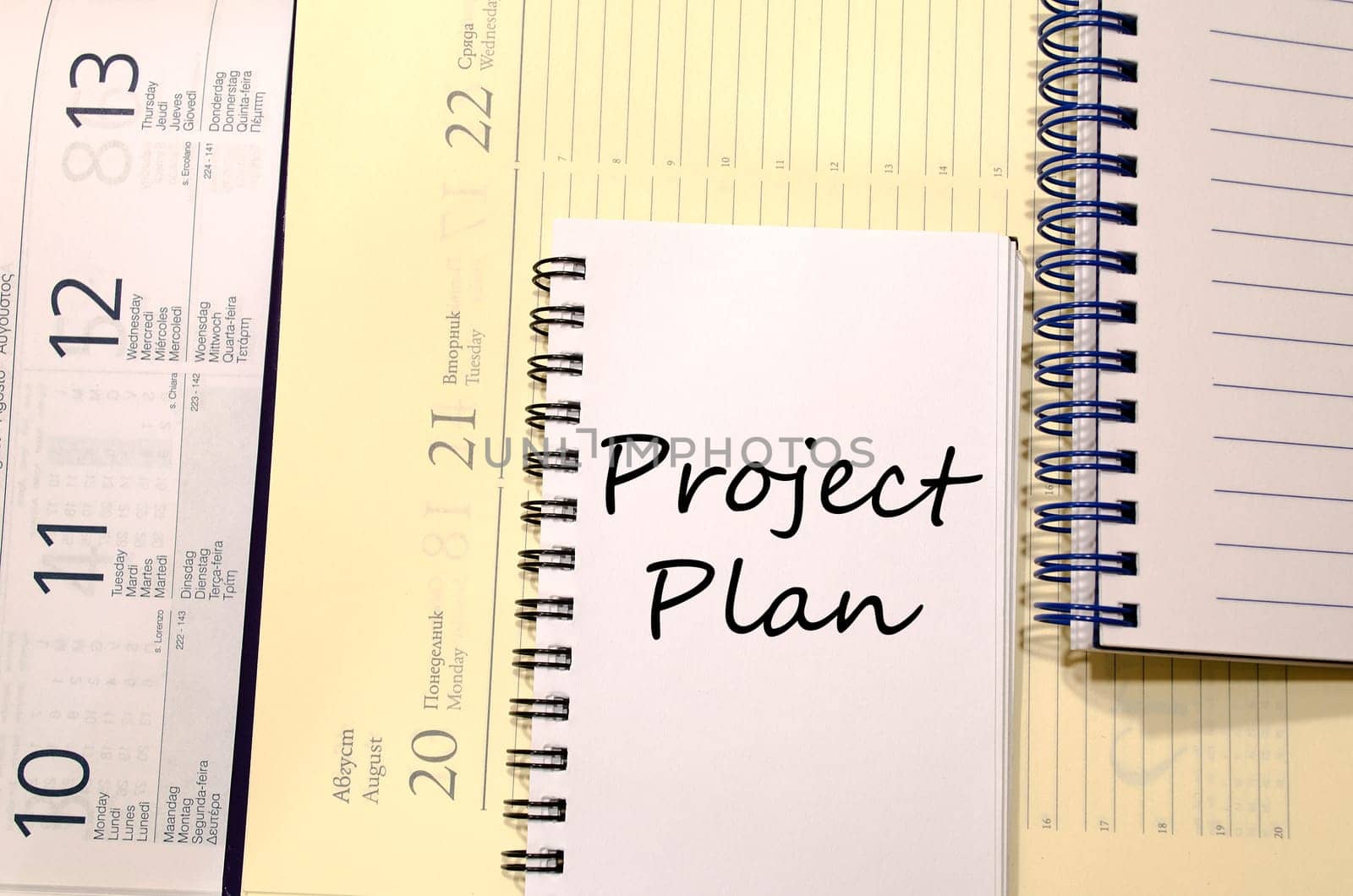 Project plan text concept write on notebook