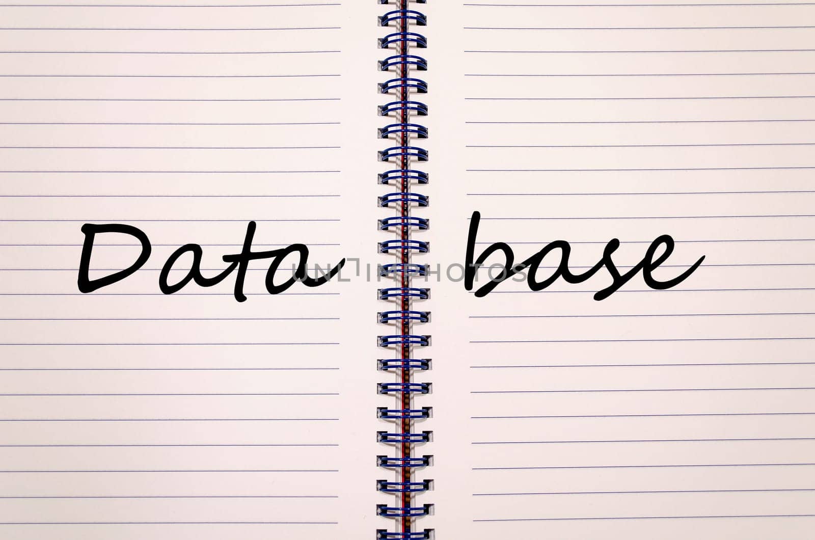 Database text concept write on notebook