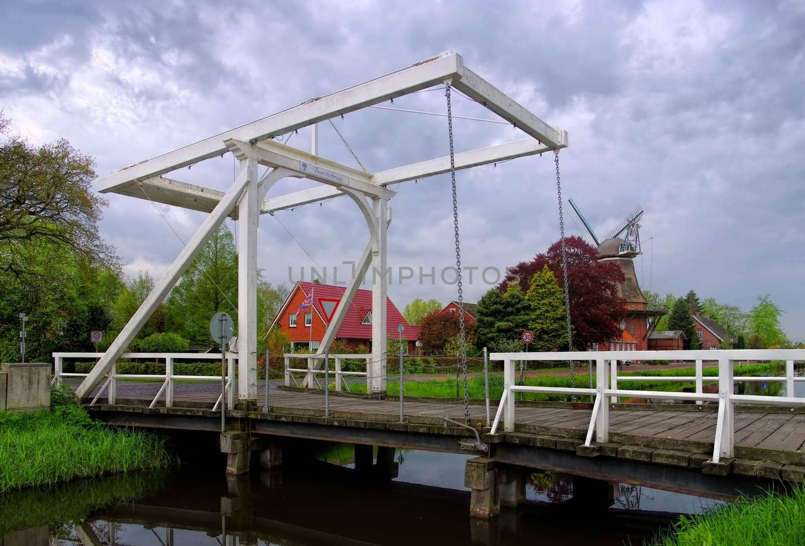 WestGroßefehn,typical bridge over a Fehn Canal - Westgroßefehn typical white bridge in Eastern Frisia