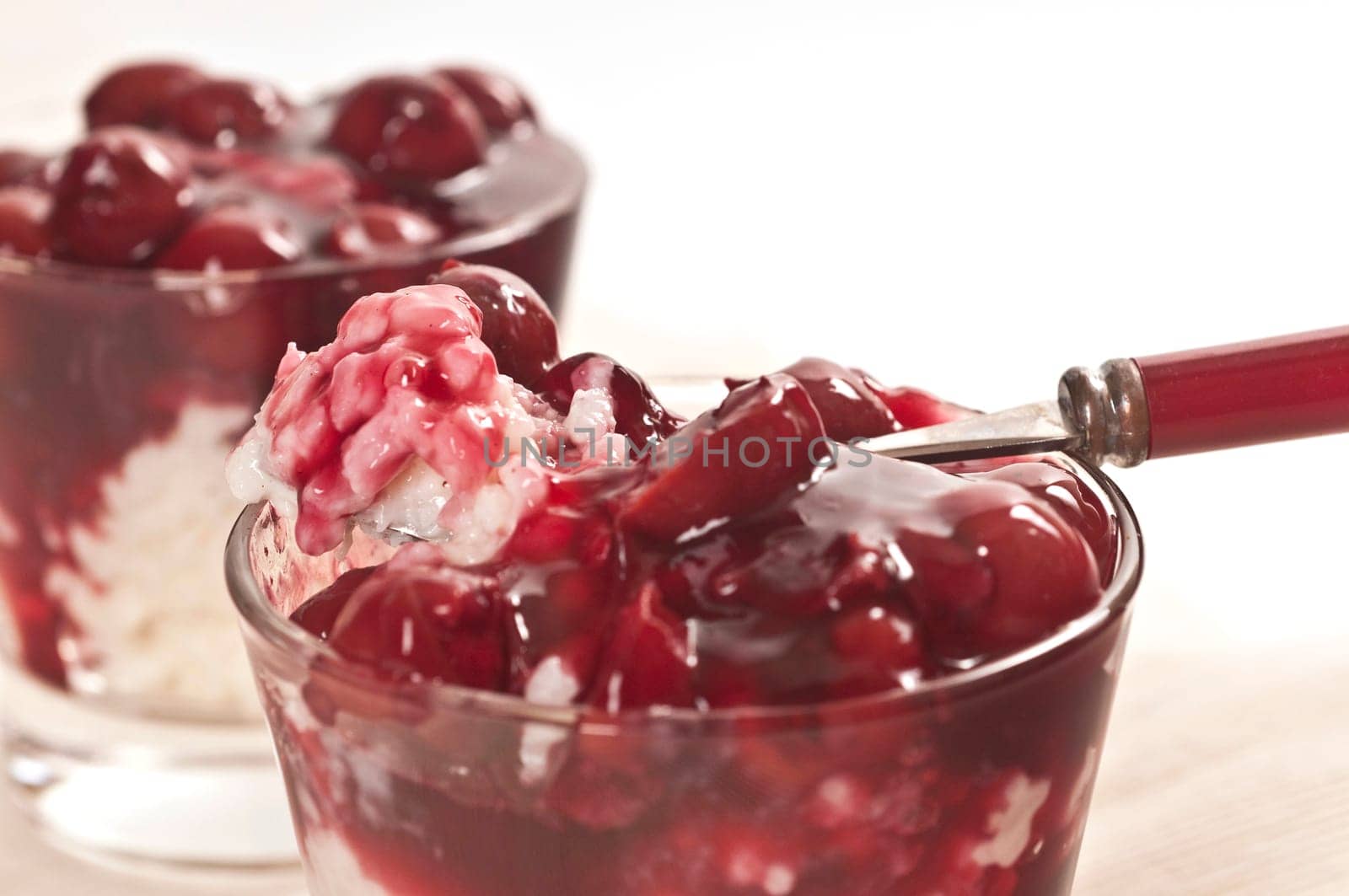Milk rice with cherries