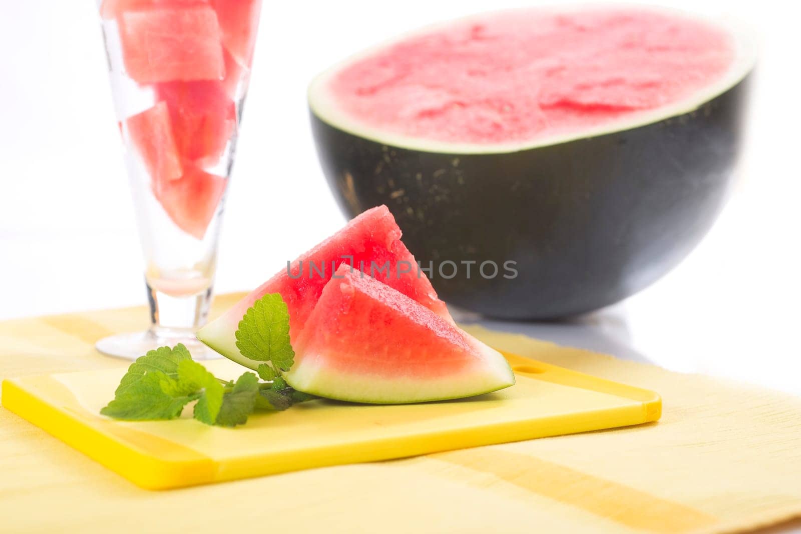 diced melon,watermelon on a light background