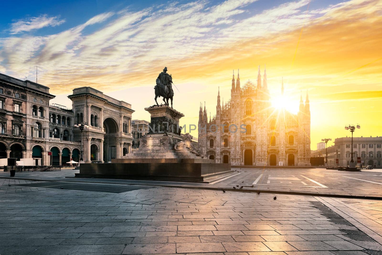 Duomo at sunrise, Milan, Europe.
