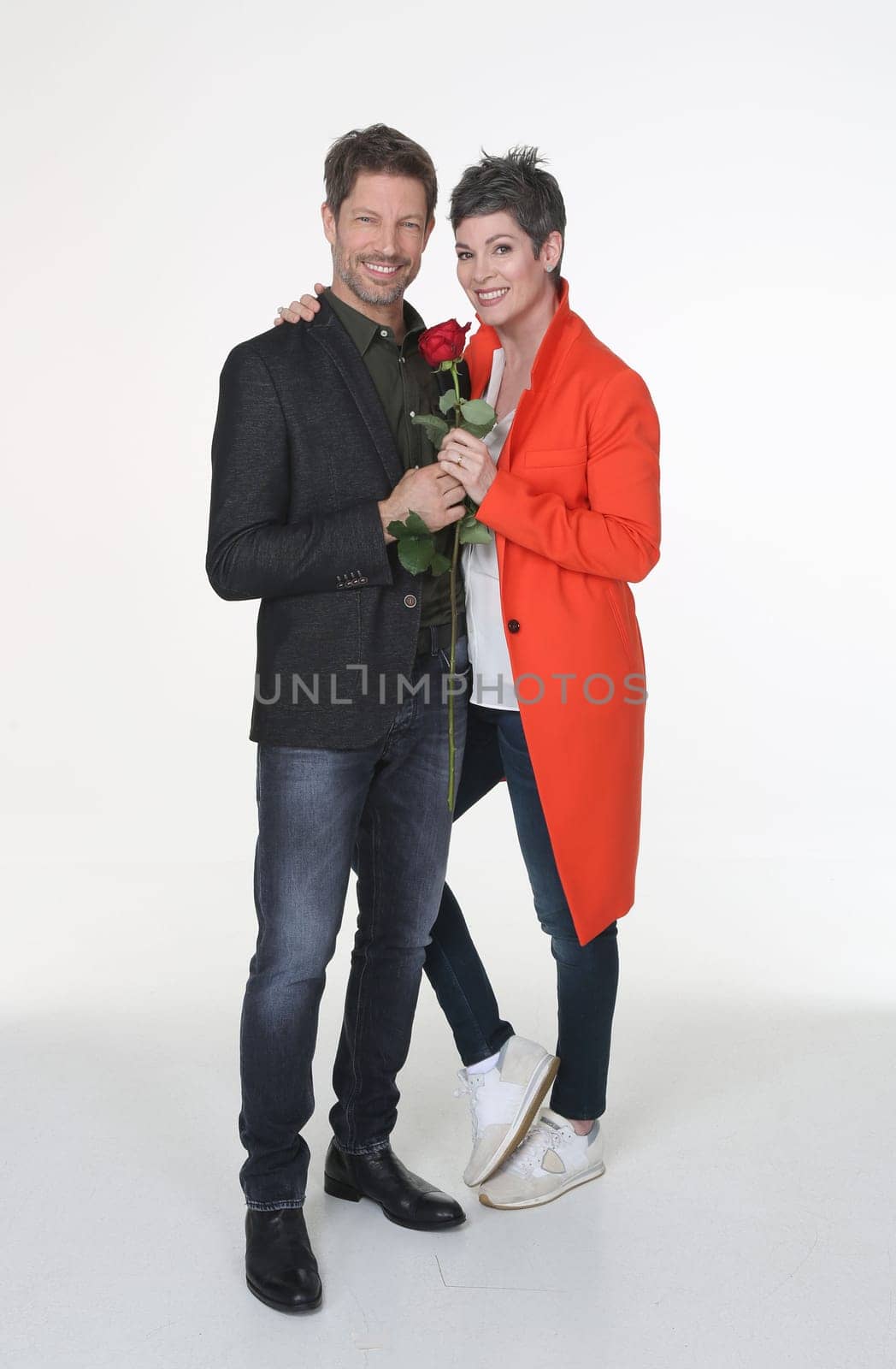 Mickey Hardt and Cheryl Shepard . ARD-Telenovela " Red Roses "" Photocall at the Briese Studio Hamburg on 18.04.2016"