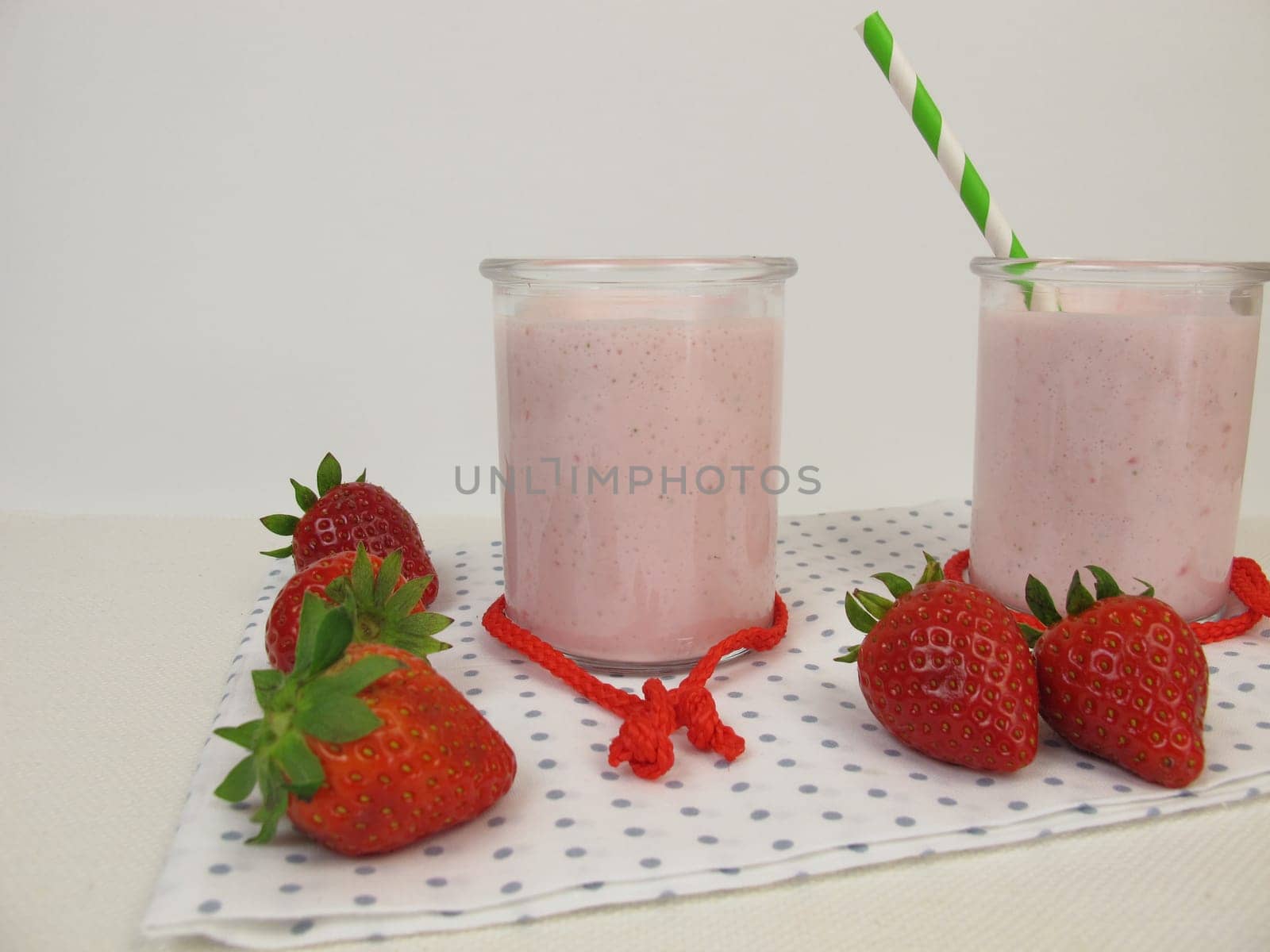 Creamy strawberry shake with milk,quark,yoghurt and strawberries