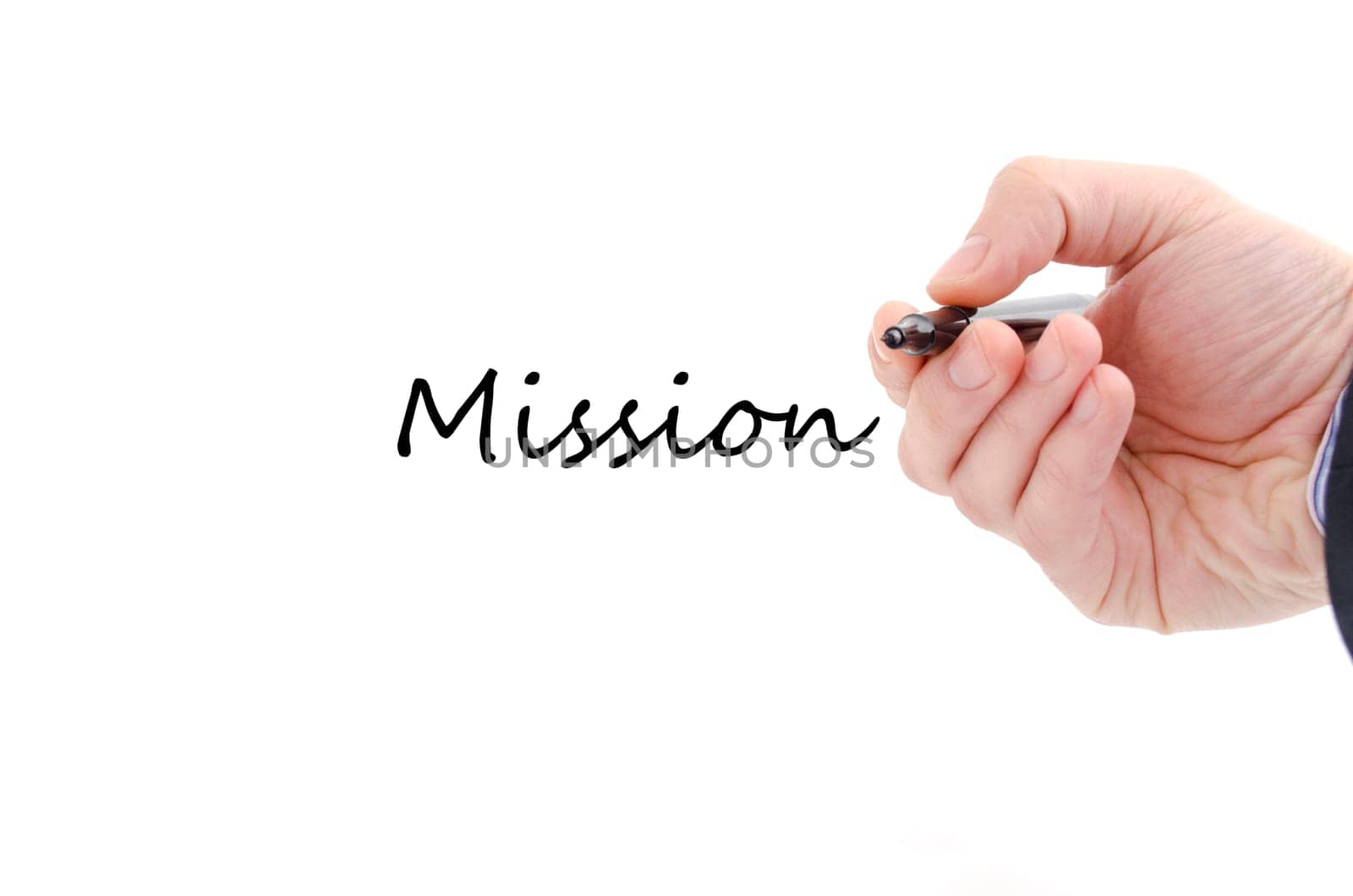 Mission text concept isolated over white background
