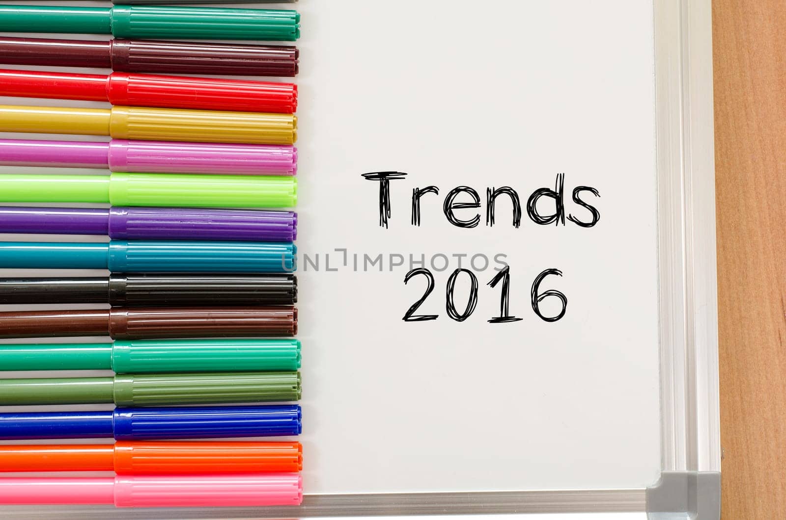 Trends 2016 text concept and colored pens