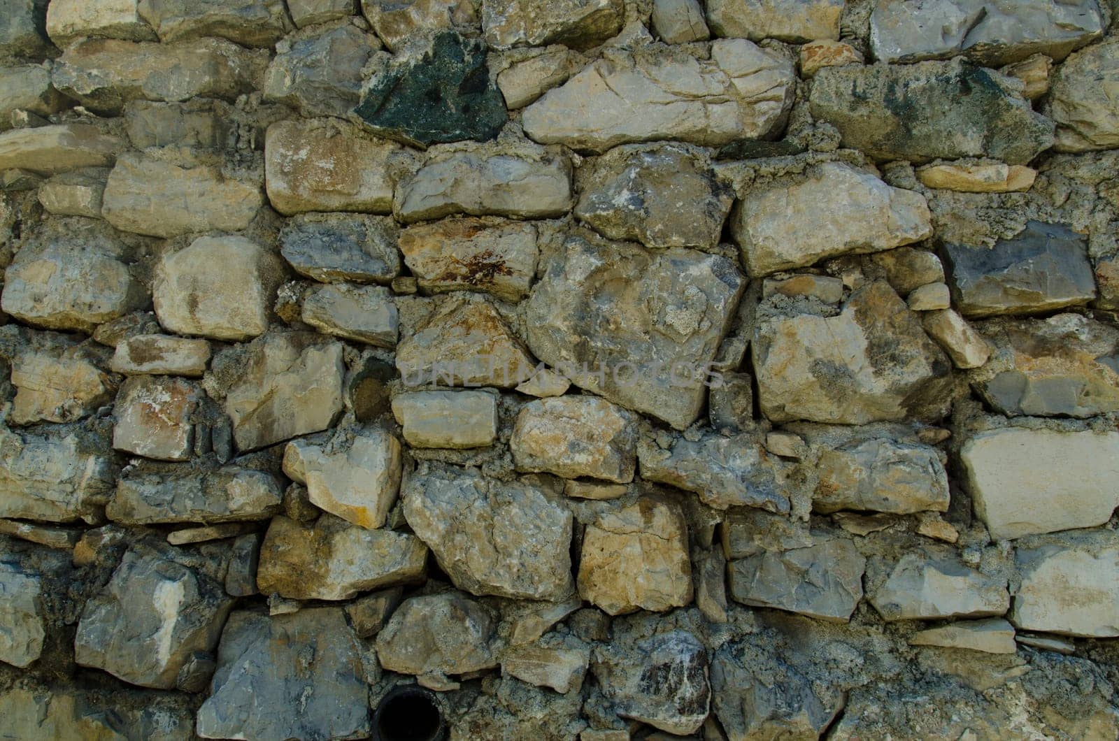 combined with hand made stone wall with mortar