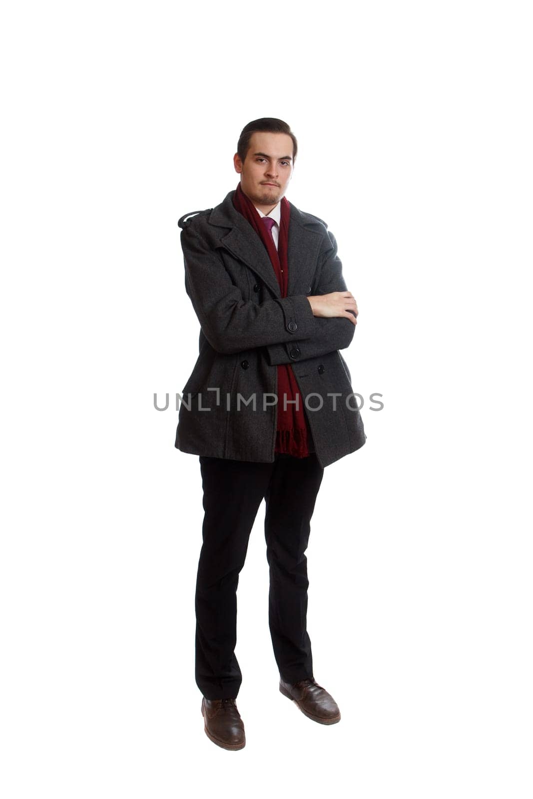 A young well dressed man on white background