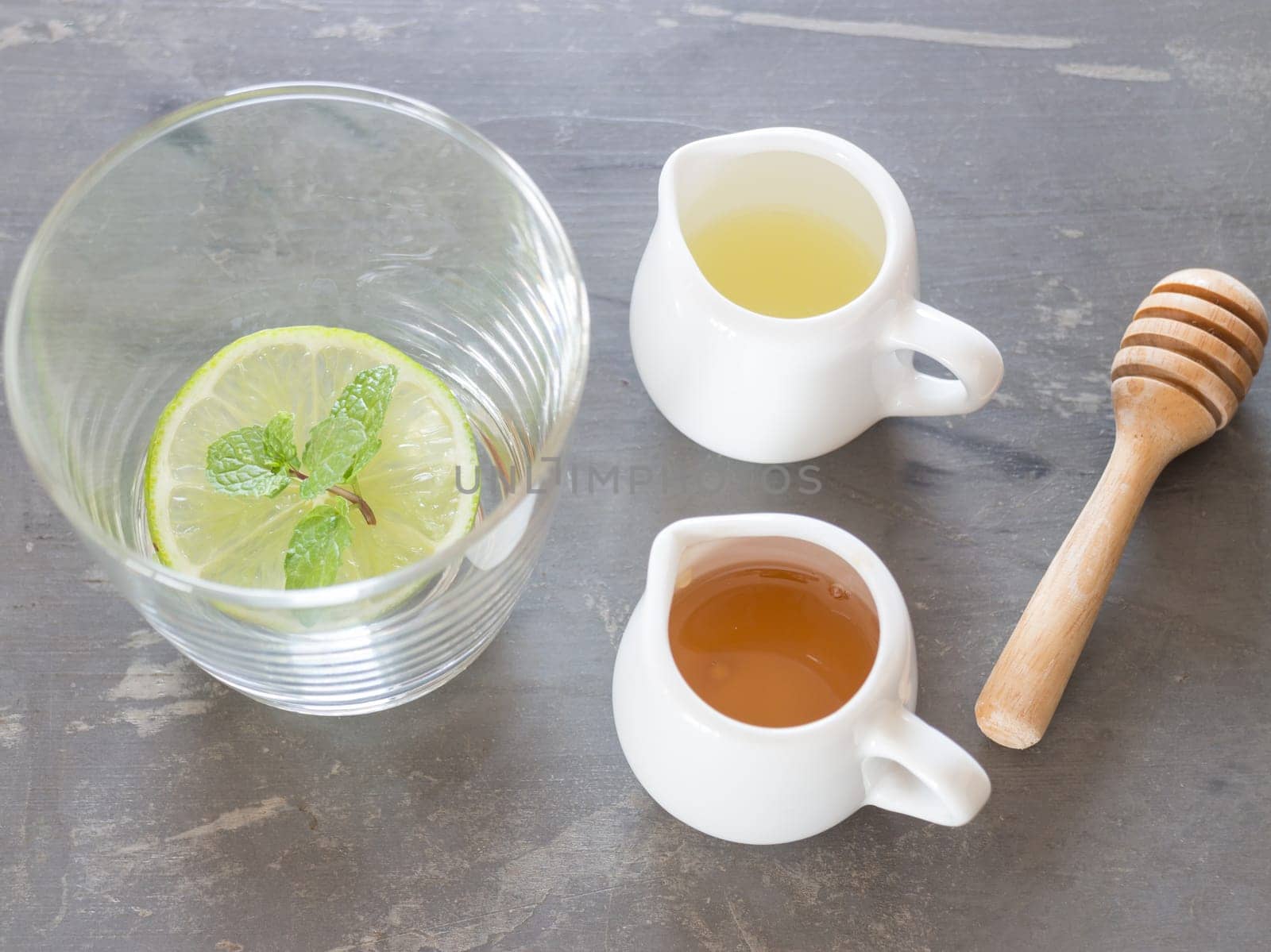 Cup of honey lime healthy drink, stock photo