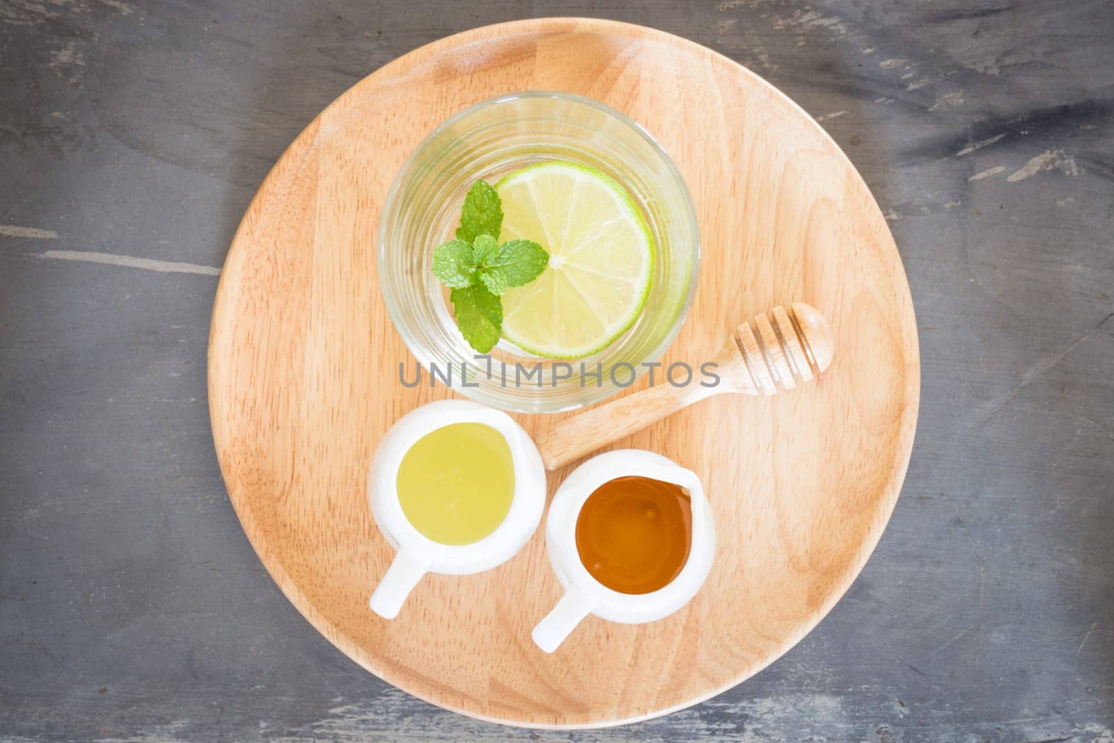 Cup of honey lime healthy drink, stock photo