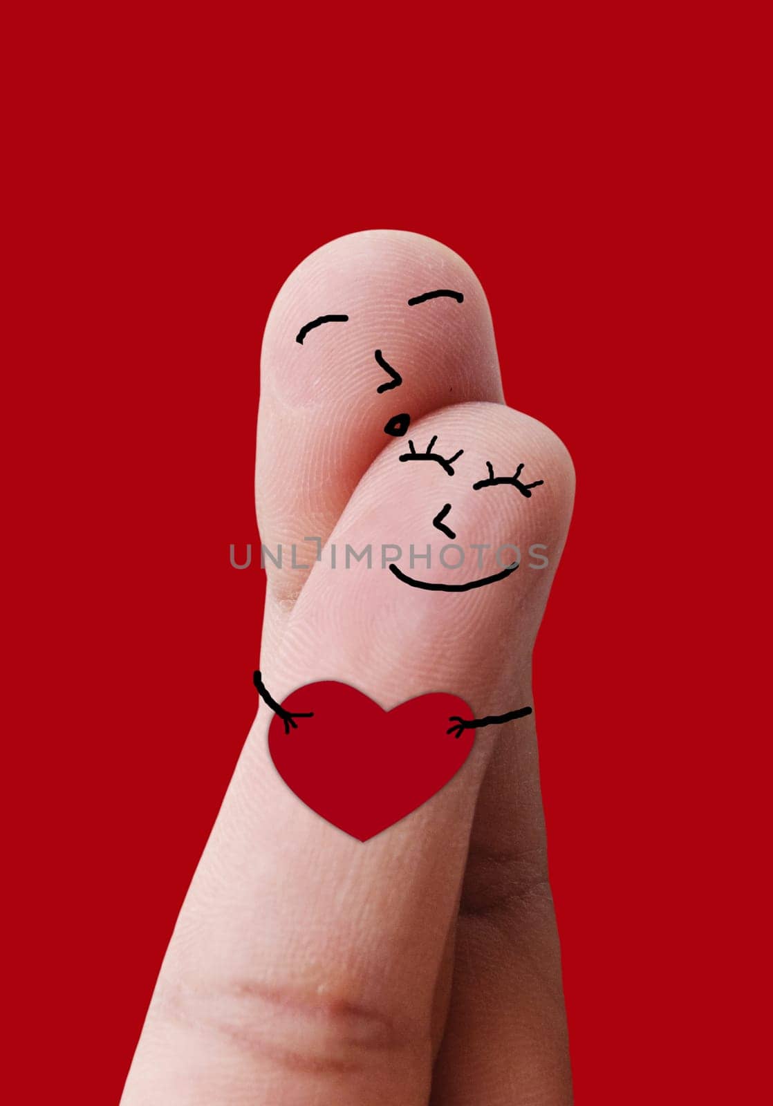 Happy couple in love with kiss and hugging