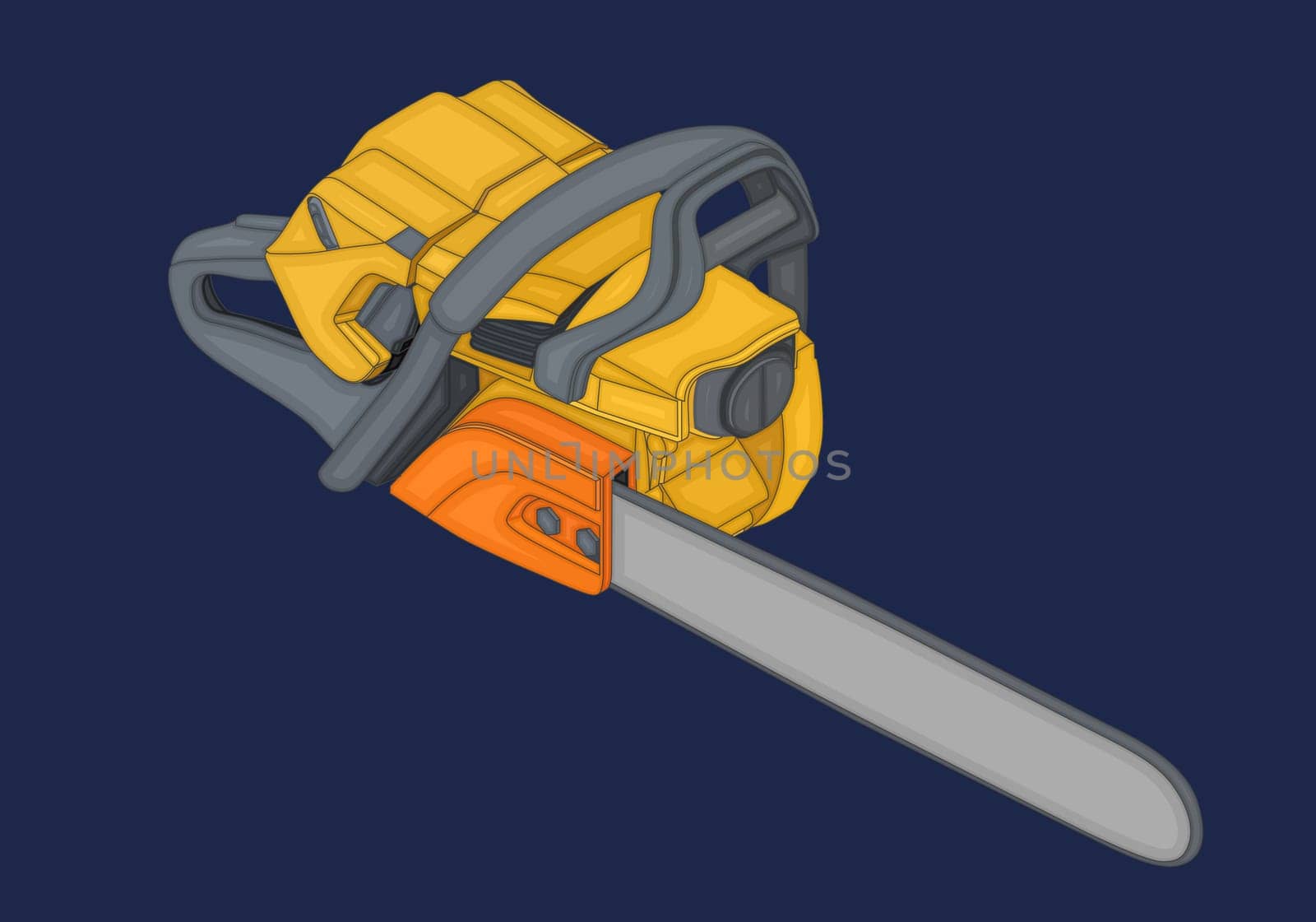 Handle chainsaw isometric flat vector 3d illustration