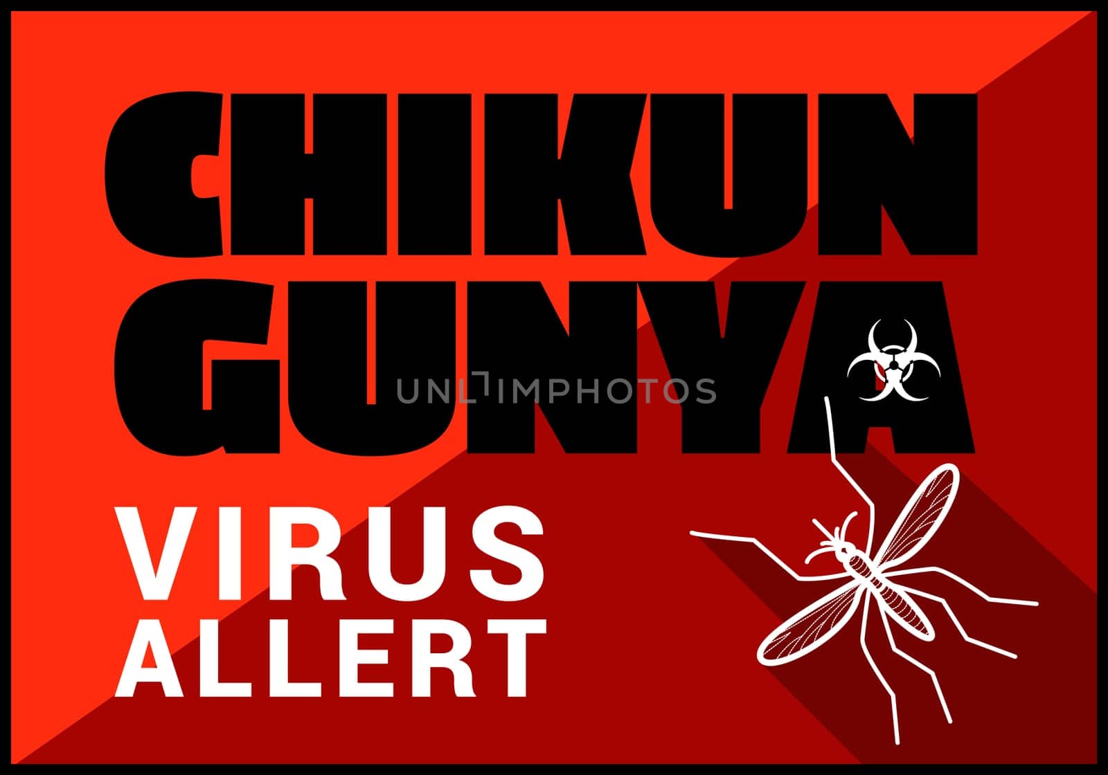 Chikungunya virus allert flat vector outline illustration.