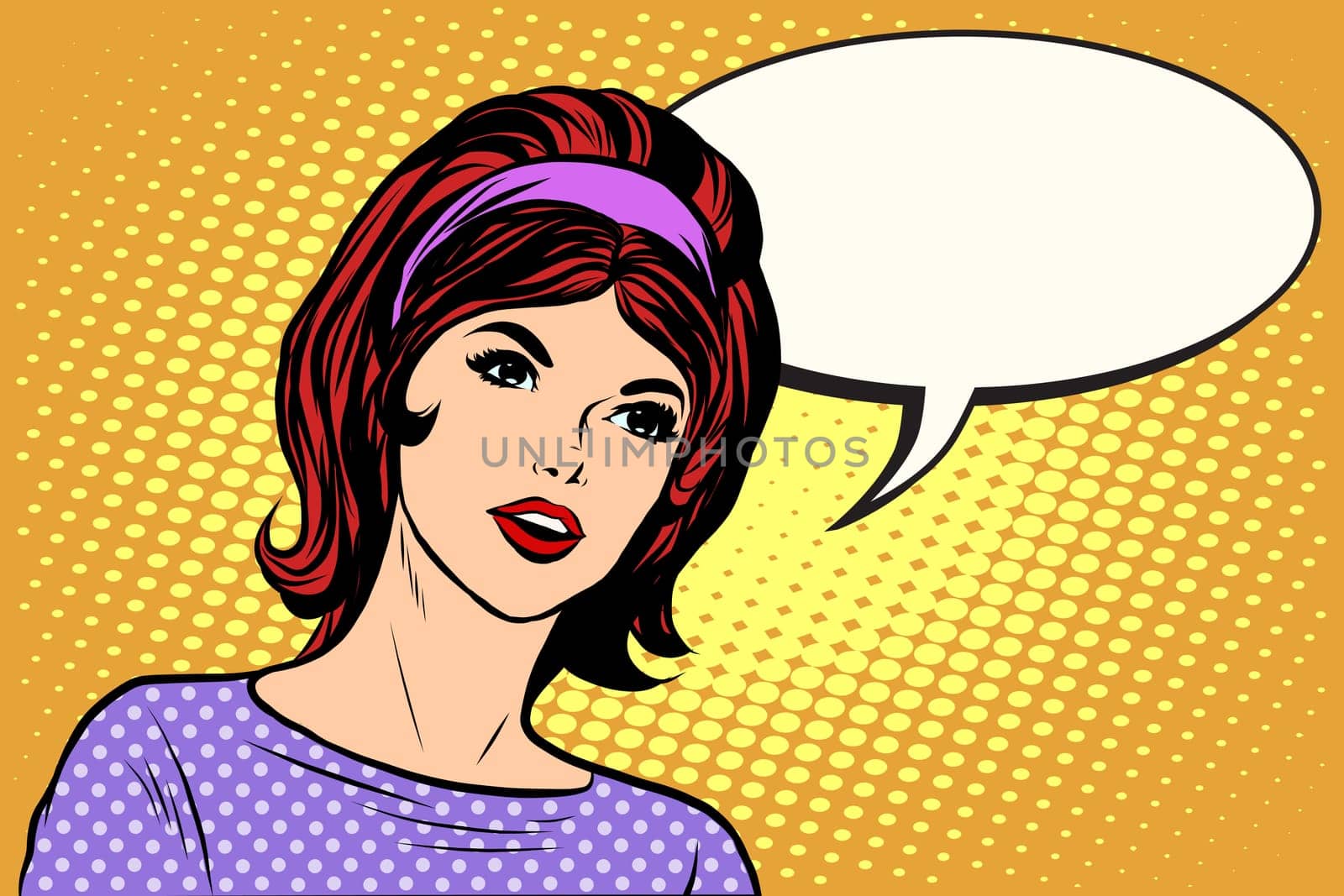 Retro question girl pop art retro style. Woman vector illustration. Beautiful lady