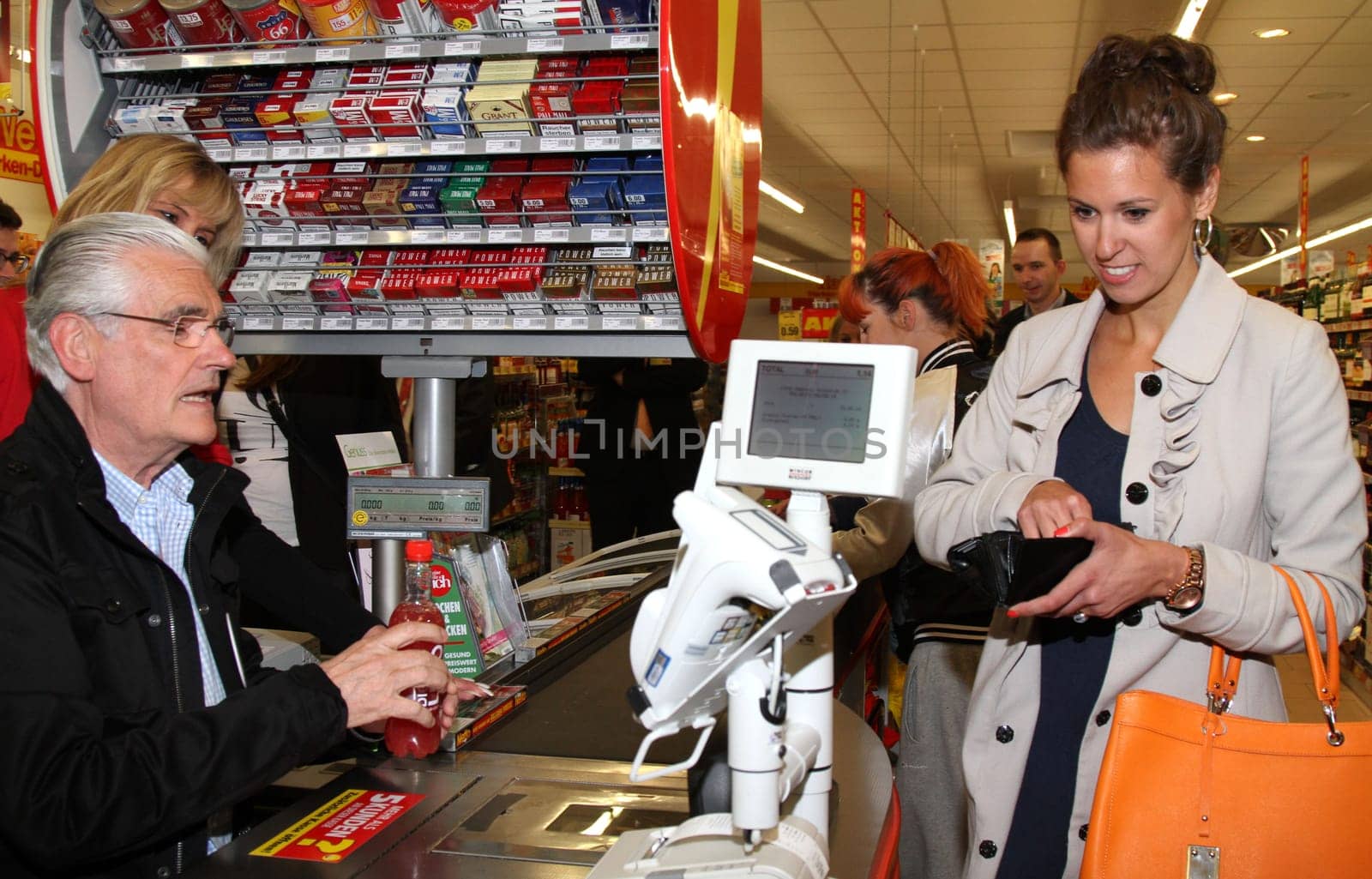 Sky du Mont at the request round-up action at Netto for disadvantaged children