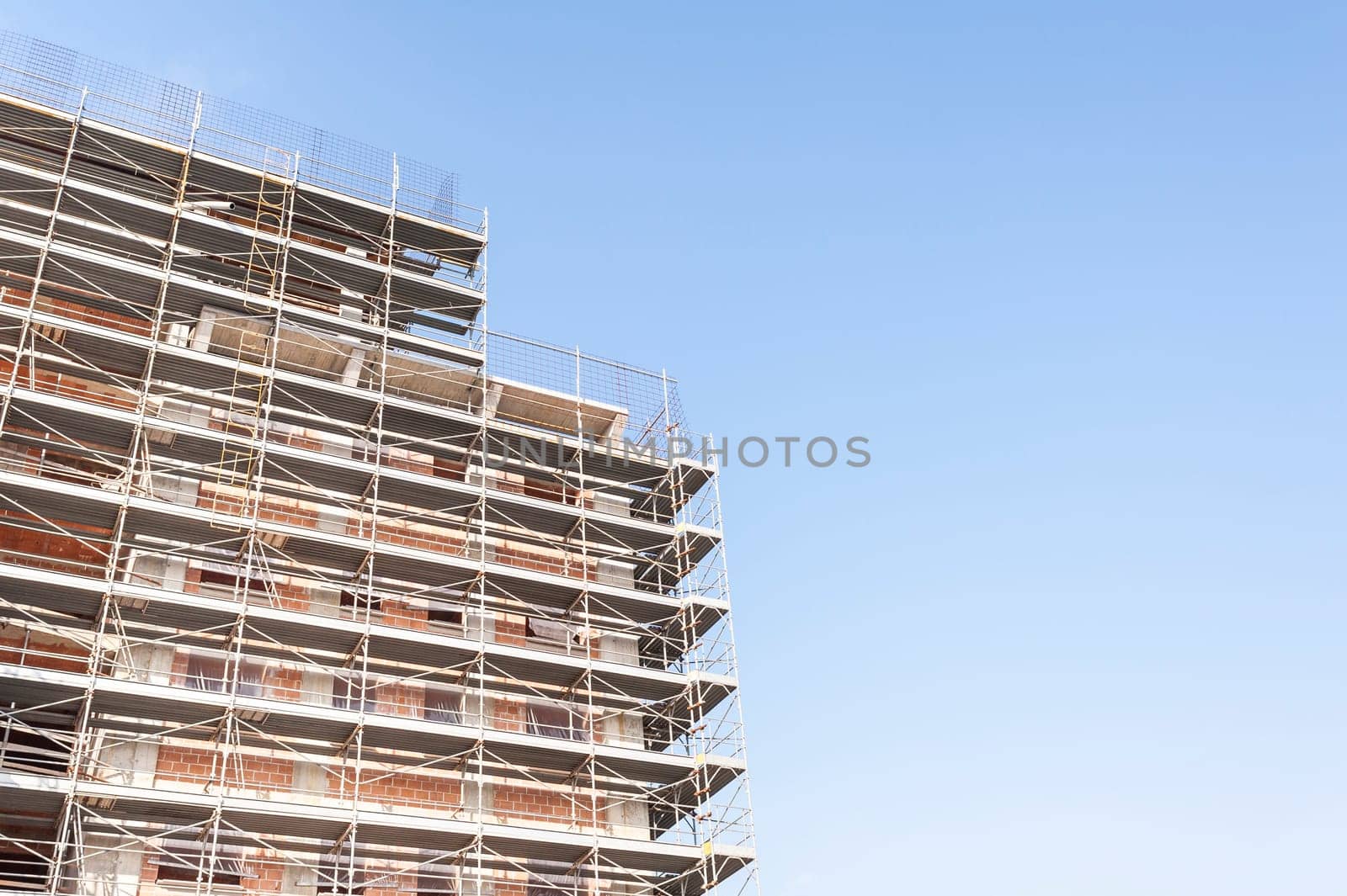 Construction scaffolding of a building under construction