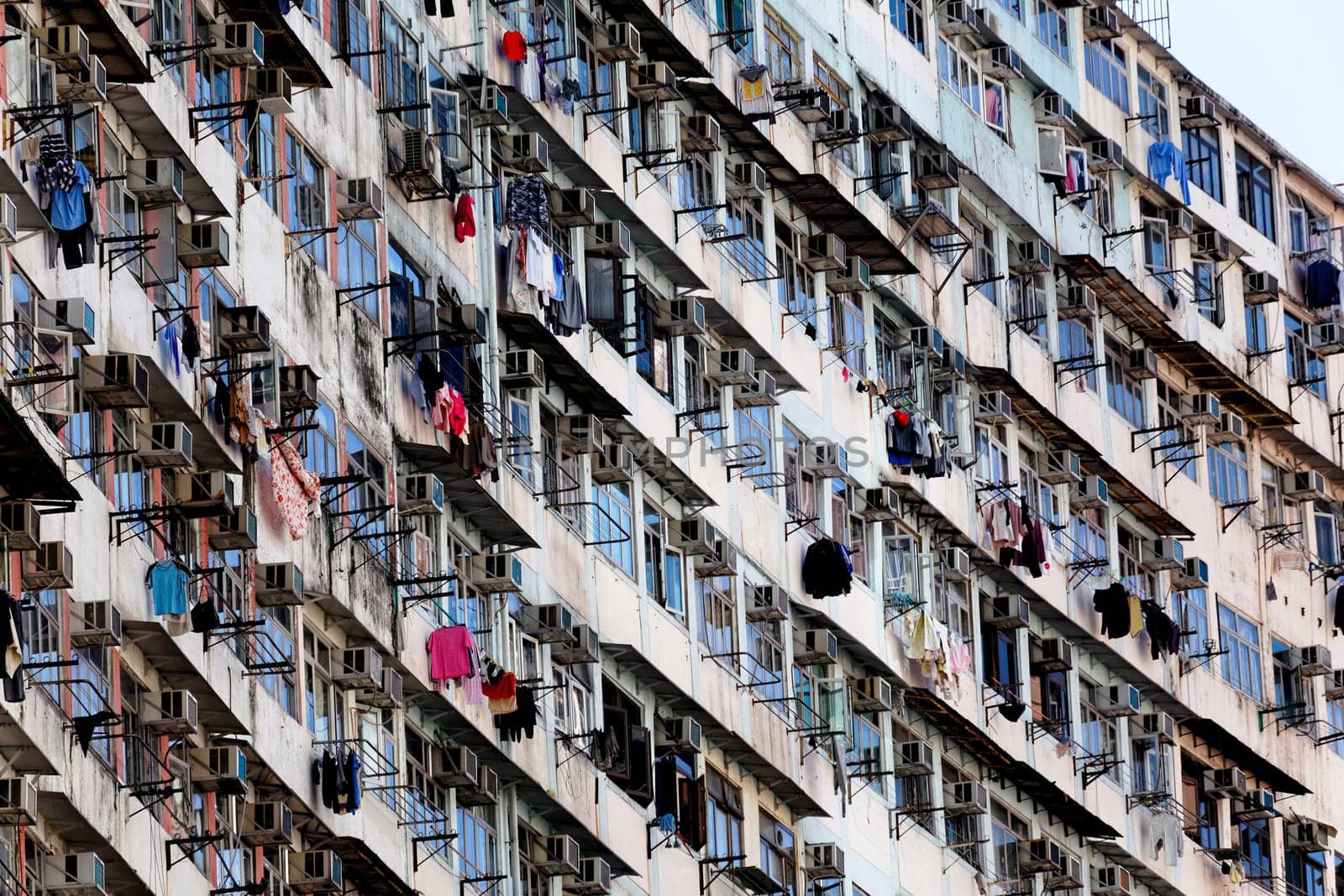 Old apartments in Hong Kong at day