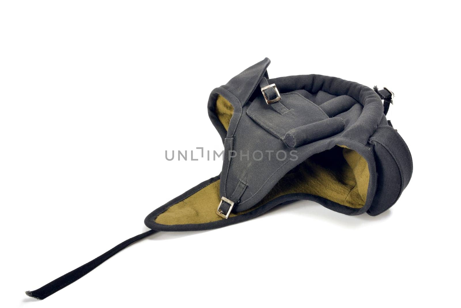 Russian tank driver helmet on the withe background