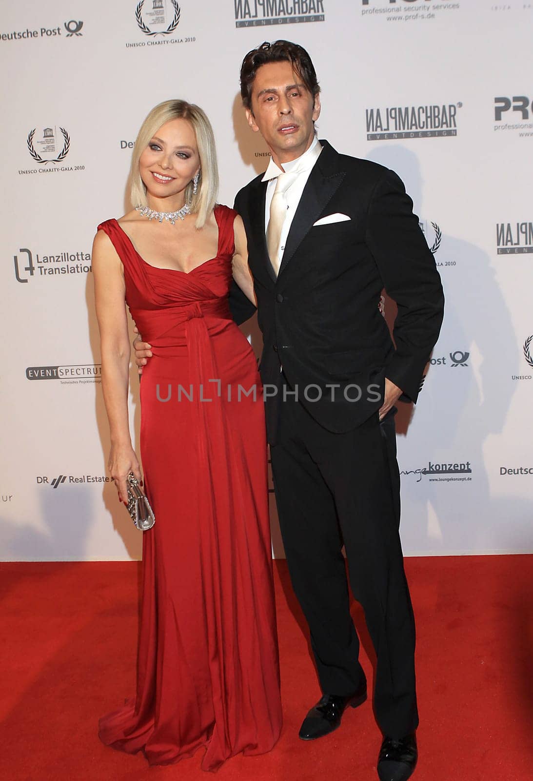 Ornella Muti and Fabrice Kerherve arrive for the UNESCO Charity Gala 2010 at Maritim..  at 30/10/2010