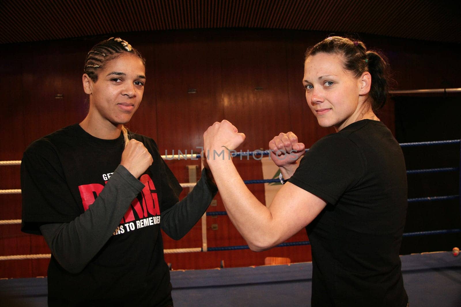 Lotte Wienberg and Joyce Jah ,On 3.10.2009 the Day of German Unity,gastro professional Christoph Wilson and promoter Till Görres organized GET IN THE RING for the second time this year. In every K1 fight,at least one Hamburger will stand and show his skills against some international opponents. This time for the first time 2 kickboxers are at the start