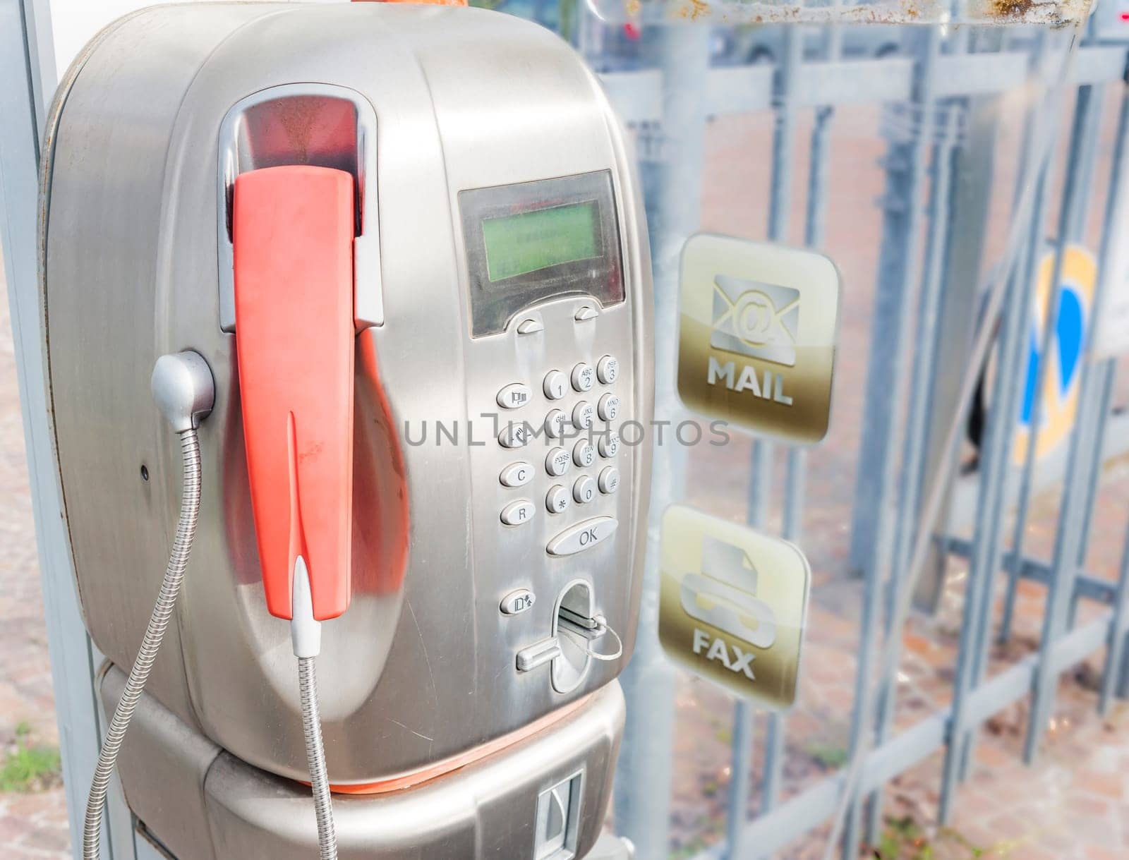 Old public payphone, no longer in operation.