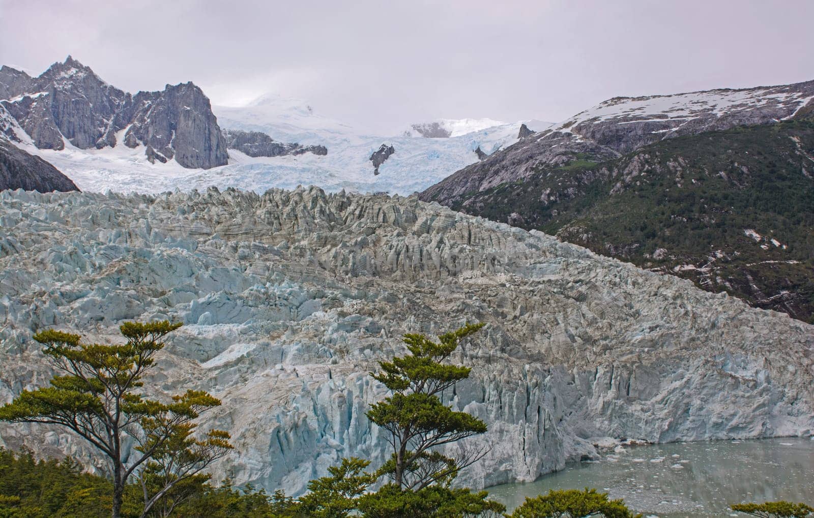 Pia Glacier view from above in Tierra del Fuego in Patagonia